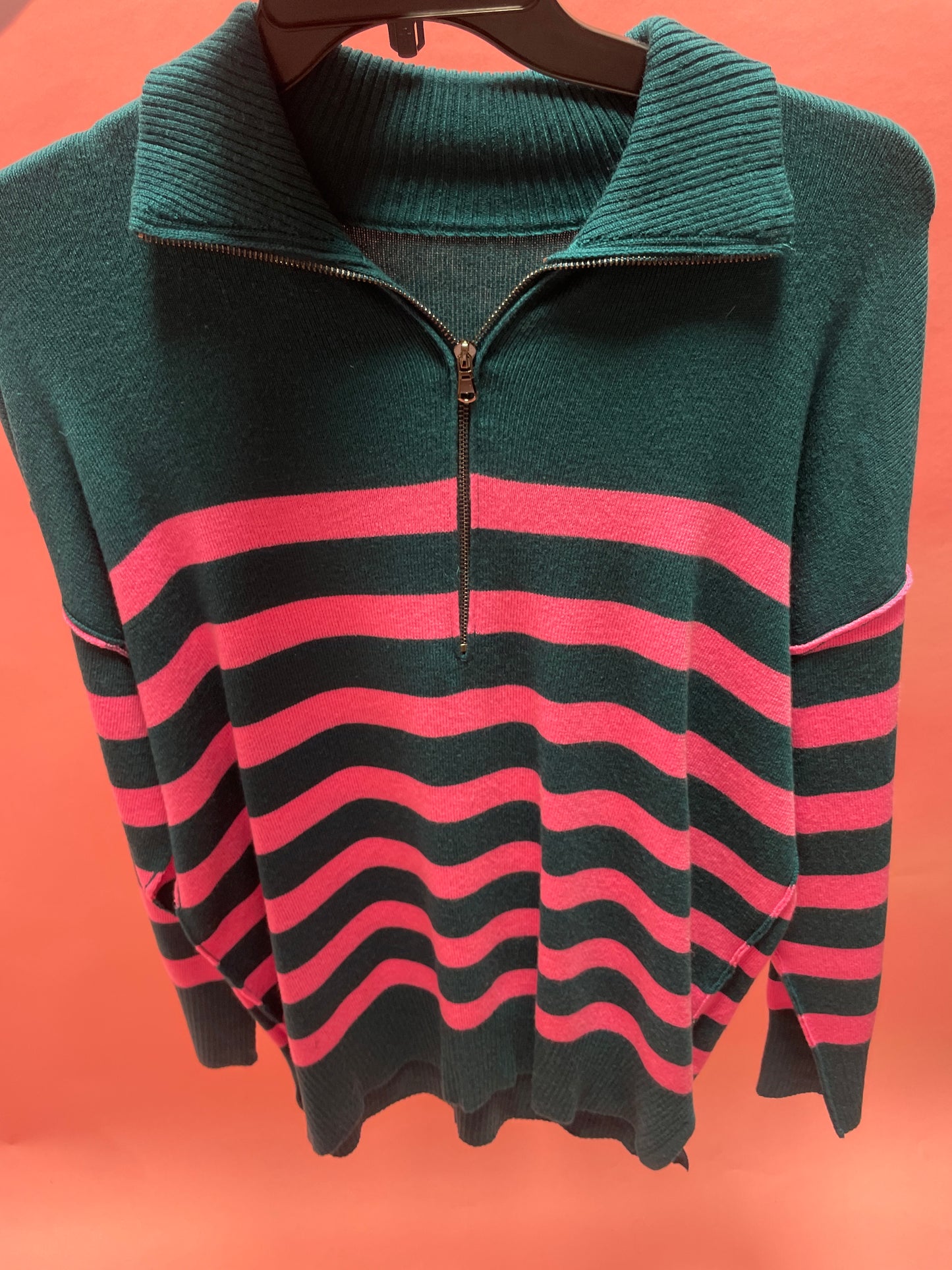Collared Quarter Zipper Oversized Sweater