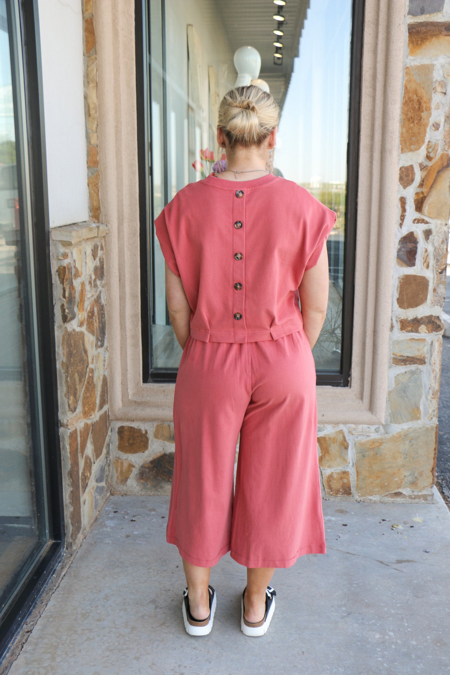 dark rose cropped joggers