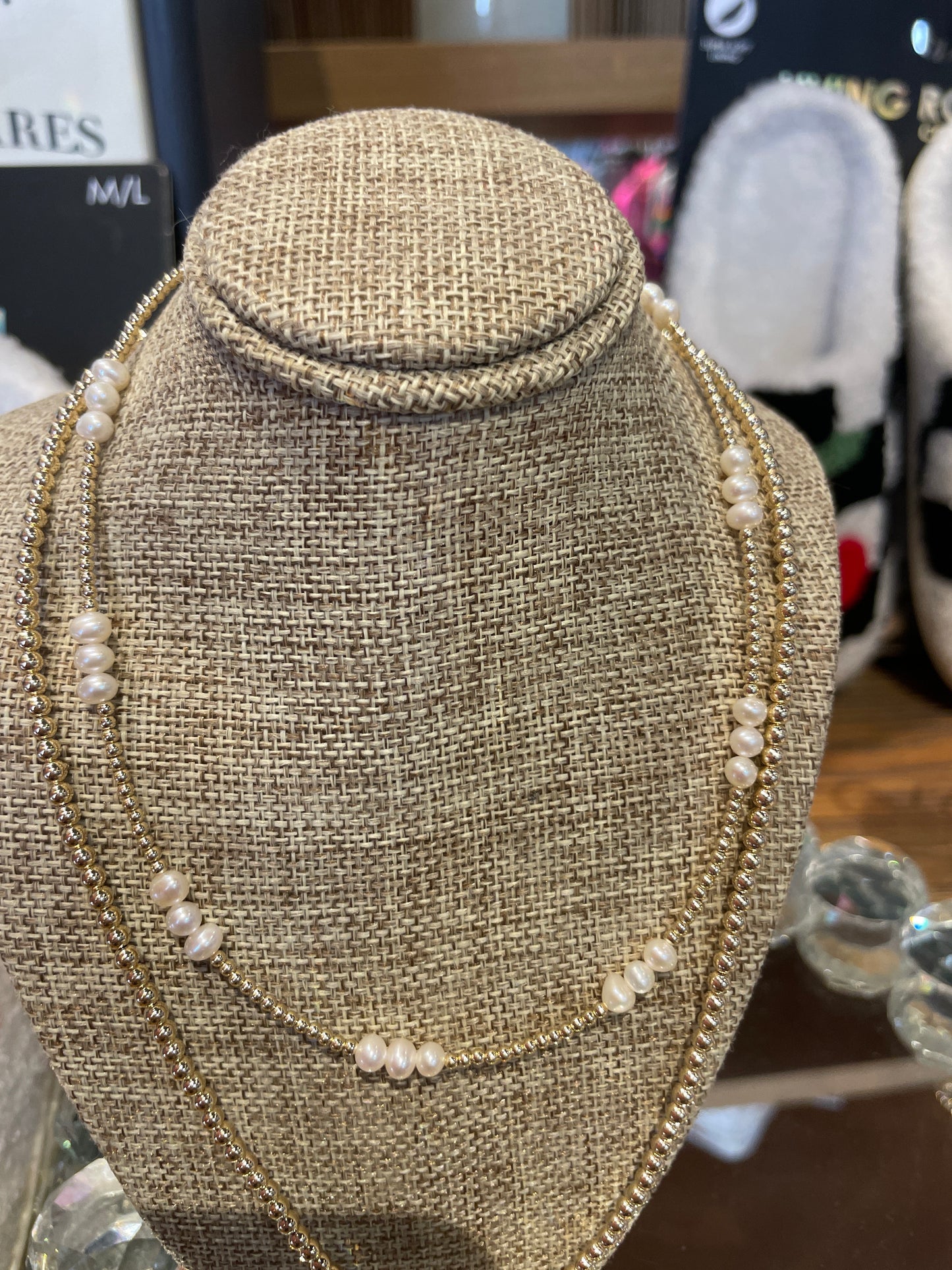 17" 2mmm gold filled natural pearls