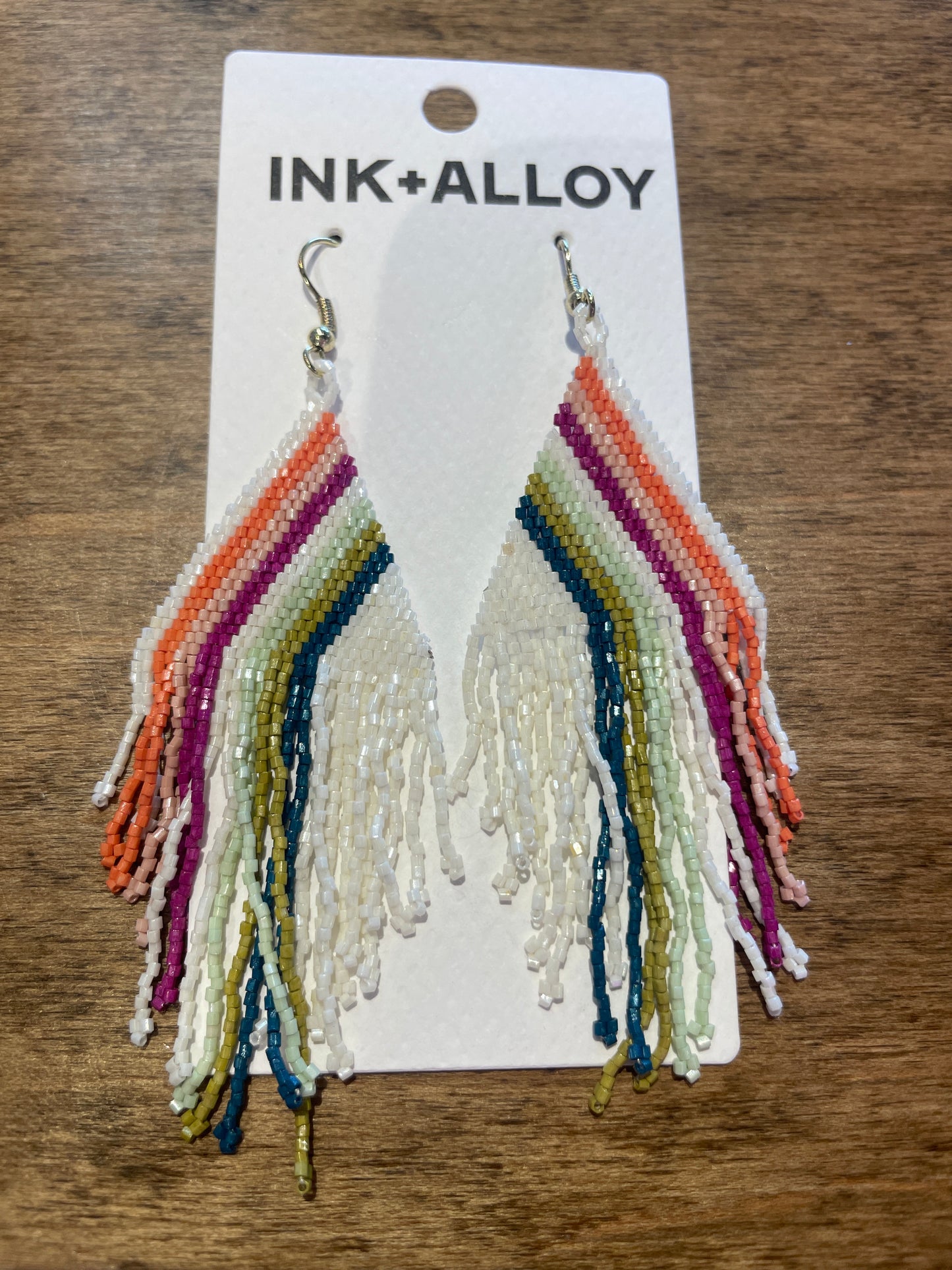 FALLING LINES BEADED FRINGE RAINBOW