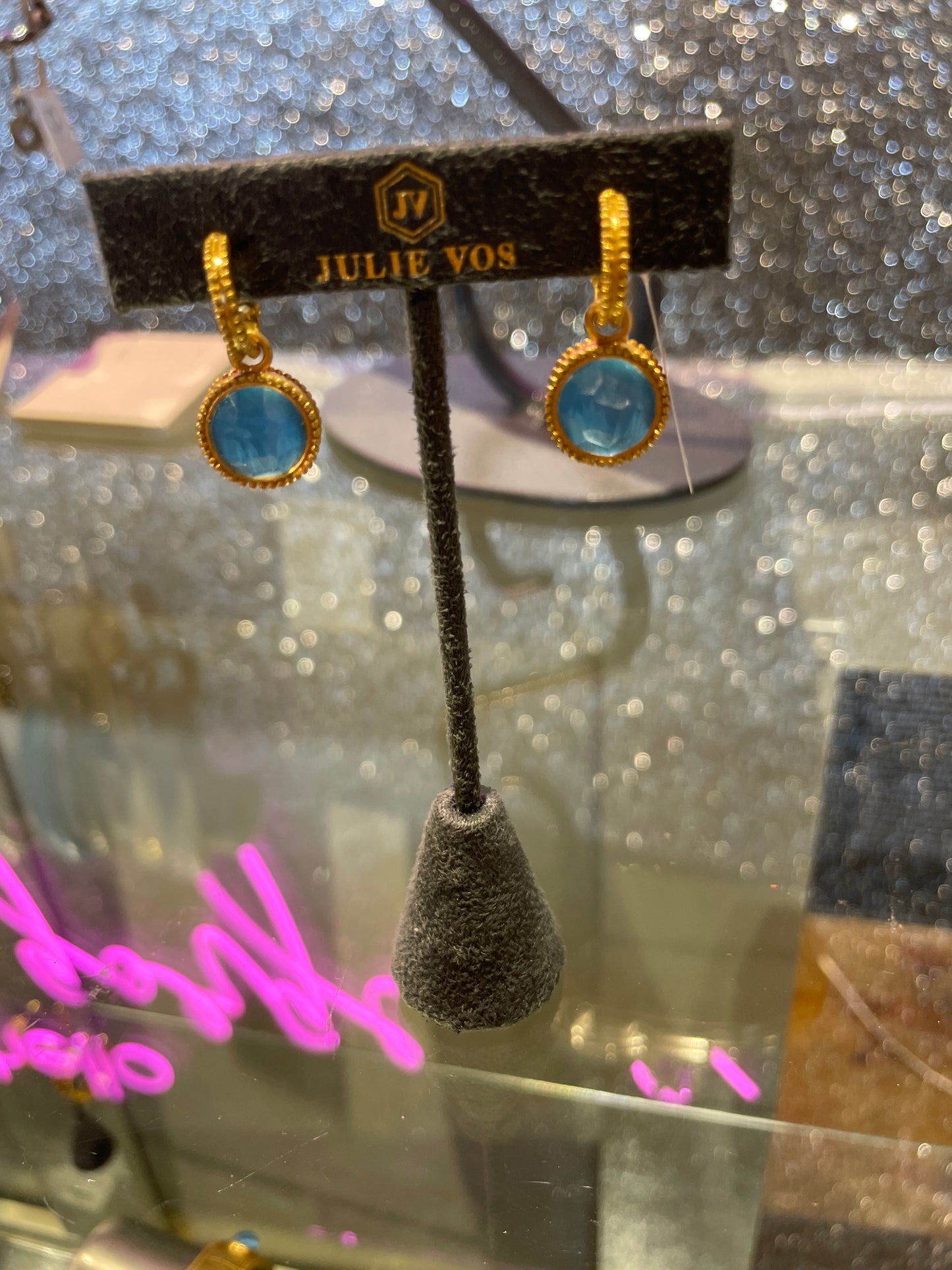 HOOP CHARM GLD BLUE REVERSIBLE