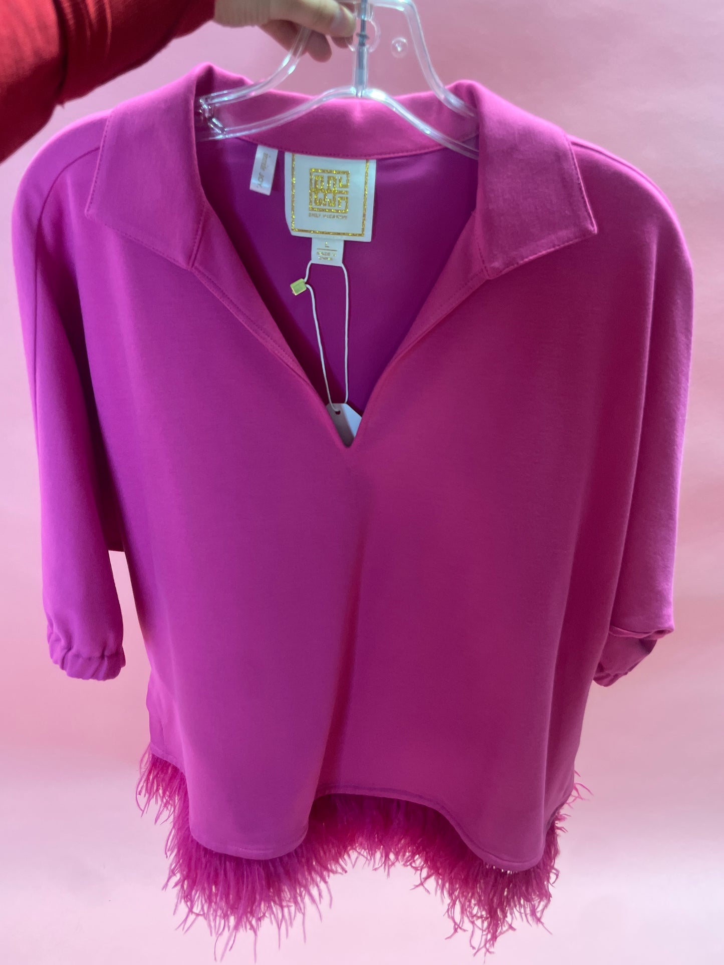 fuchsia feather fedora top