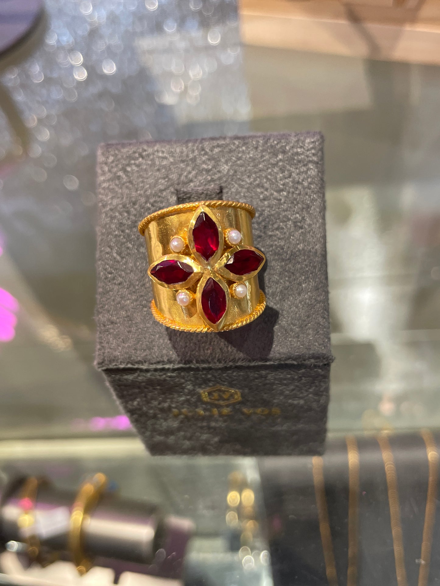 MONACO GOLD OBSIDIAN RUBY RING