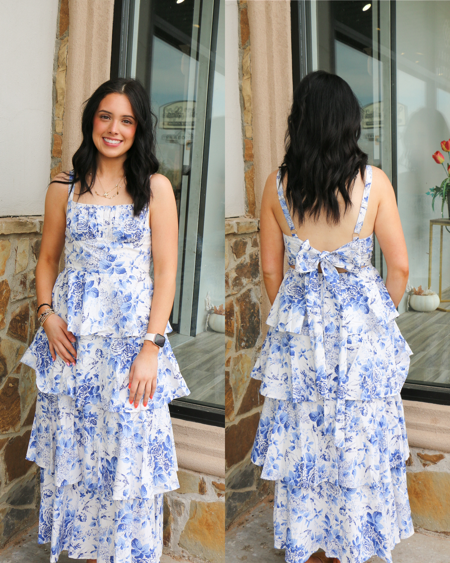 Floral Print Tiered Maxi Dress
