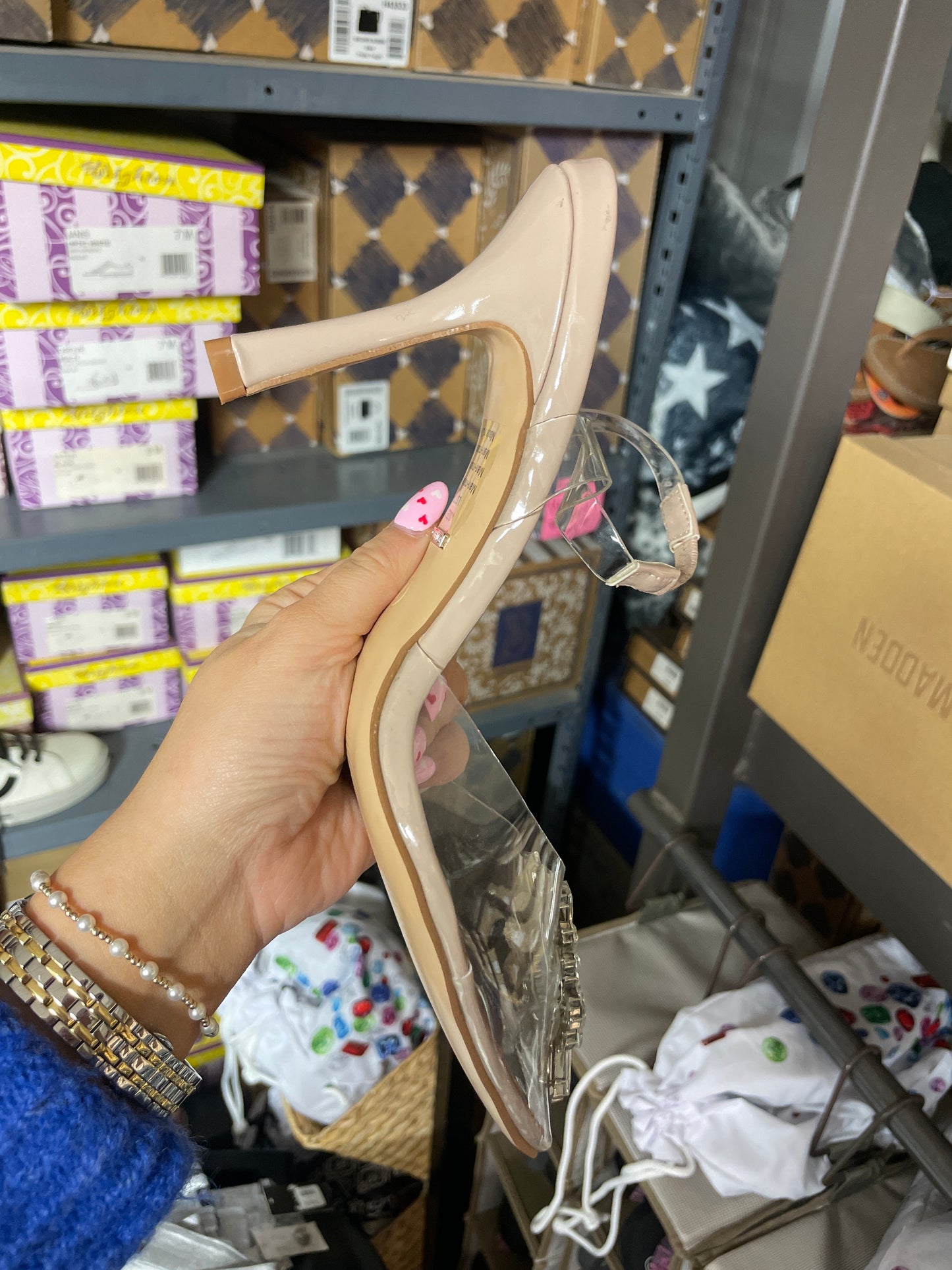 LOTTIE NUDE PATENT HEEL