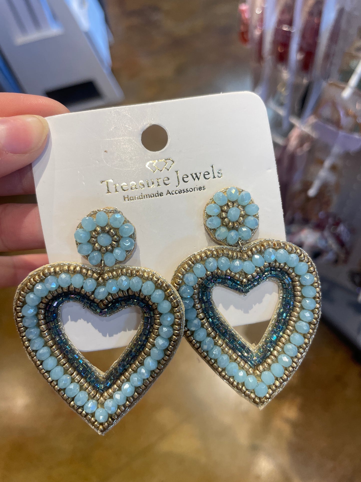 BLUE HEART EARRING