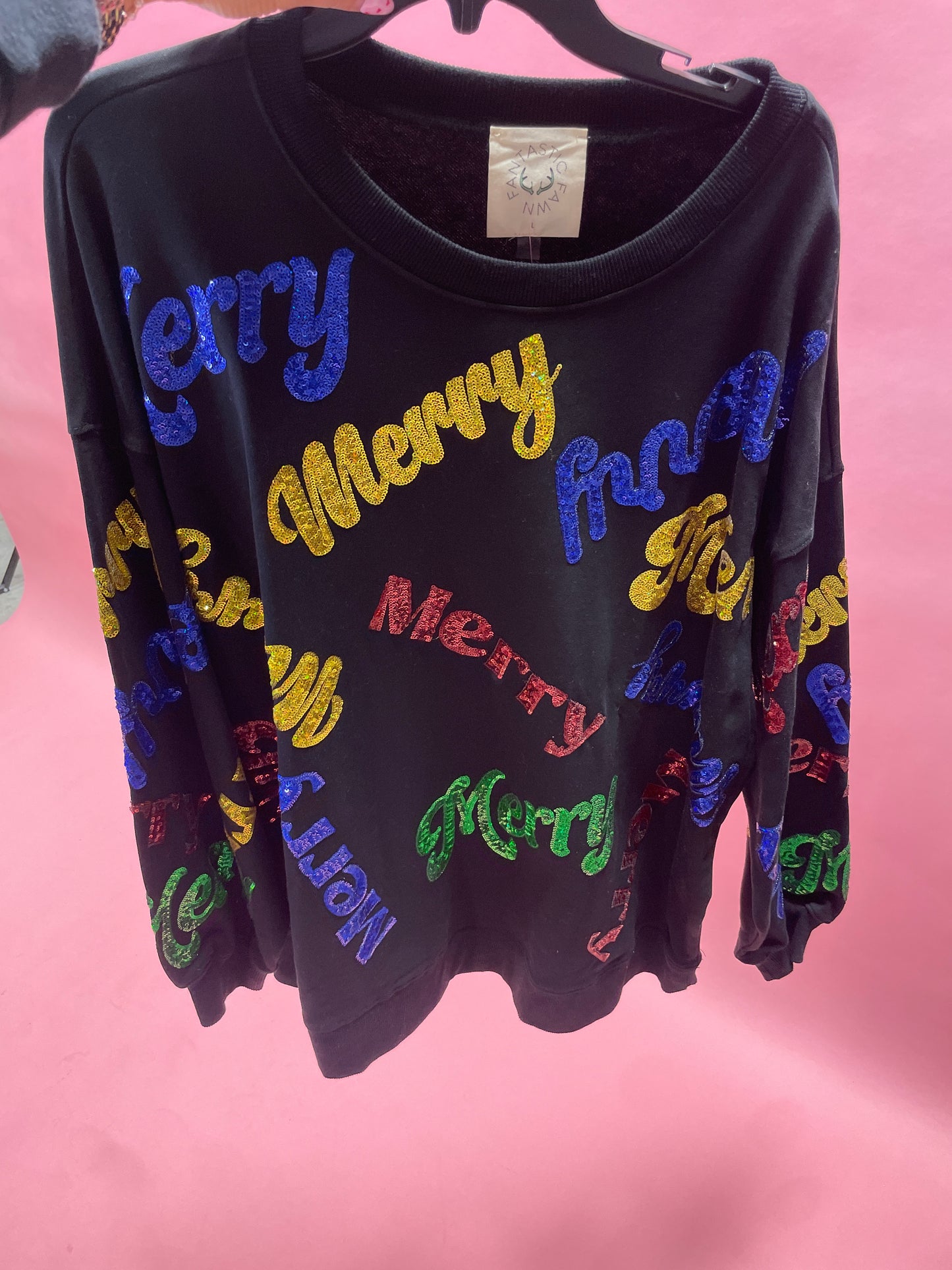 SEQUINS MERRY CREWNECK