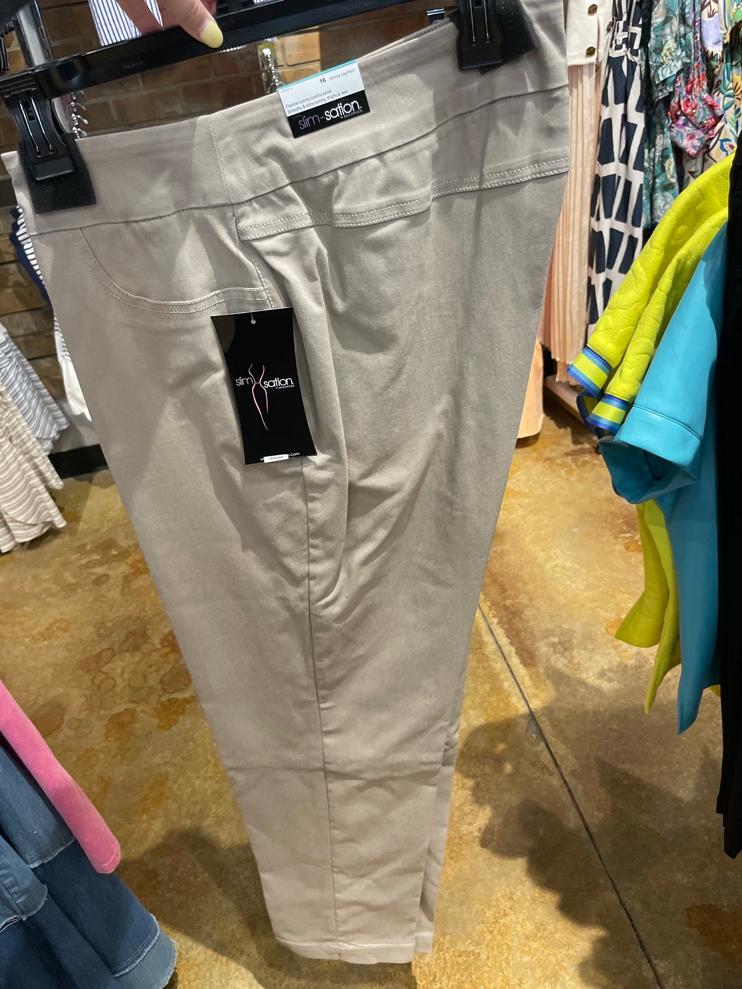 pull on narrow leg pants tan