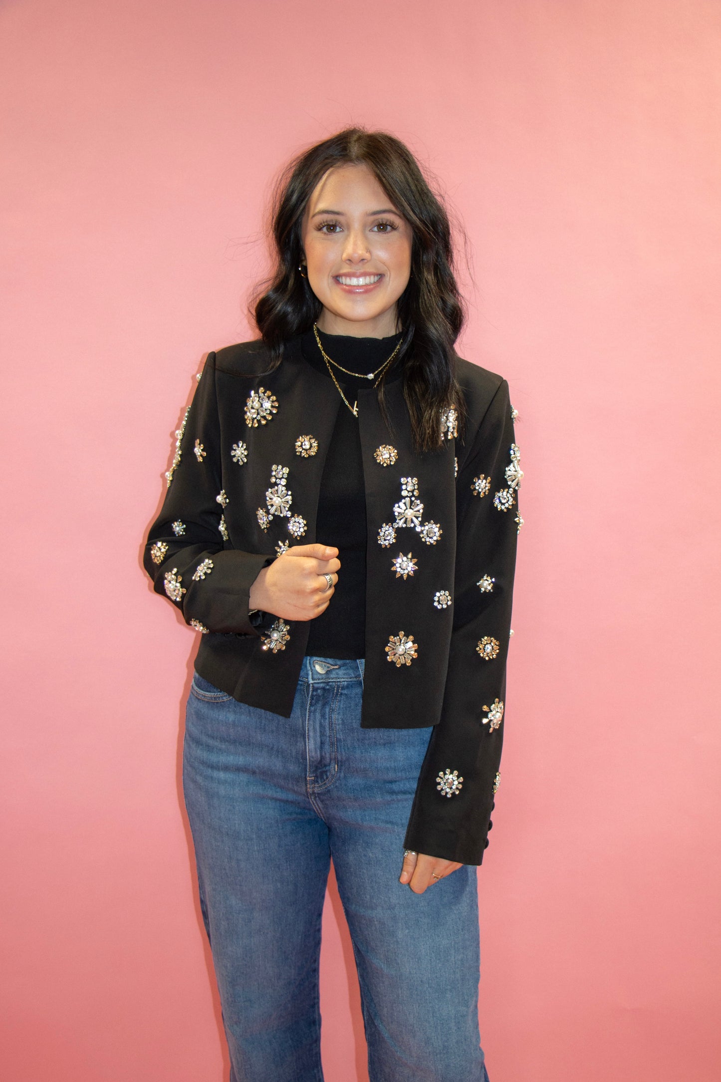 JEWELED CROPPED JACKET