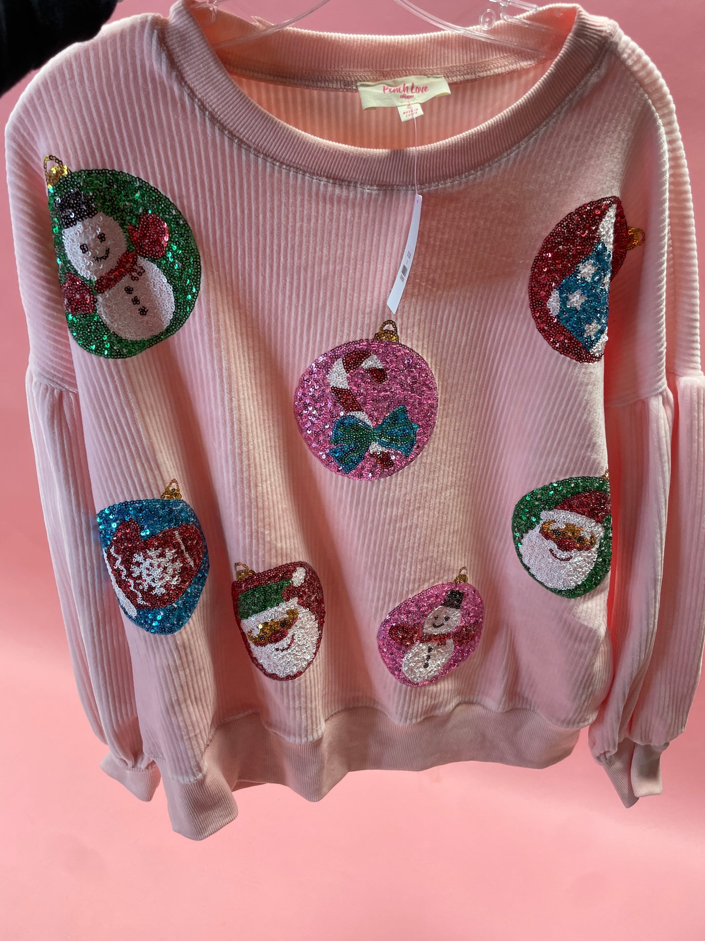 Knit Corduroy Sequin Ornament Sweater