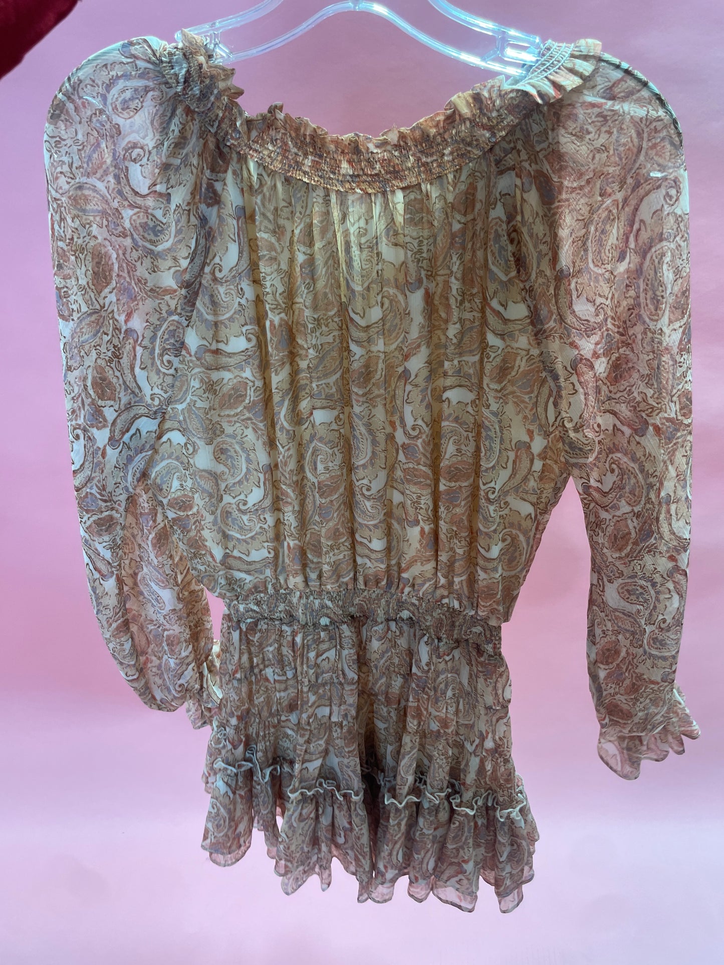 PAISLEY PRINT RUFFLE DRESS