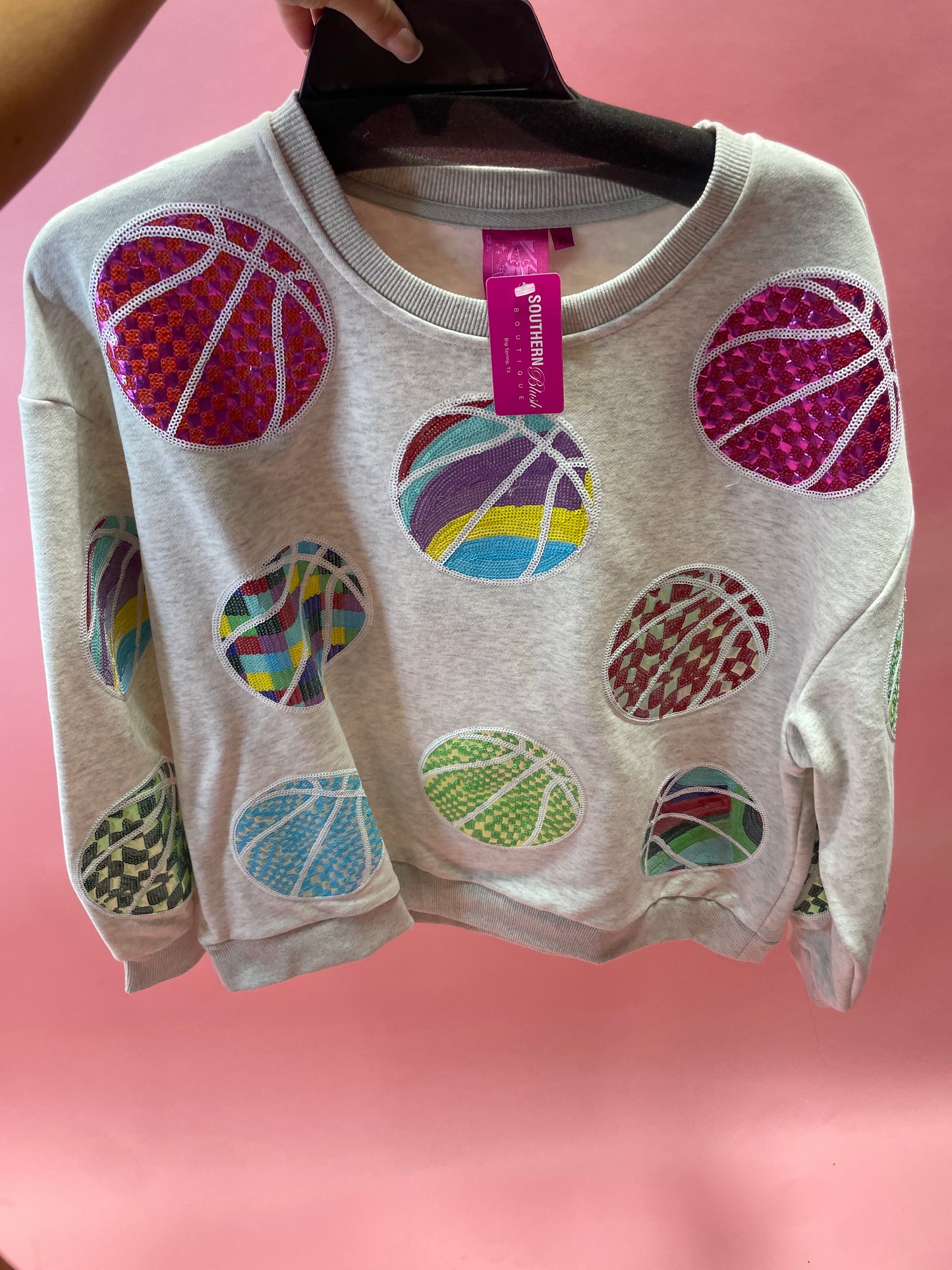 Grey Groovy Basketball Sweatshirt