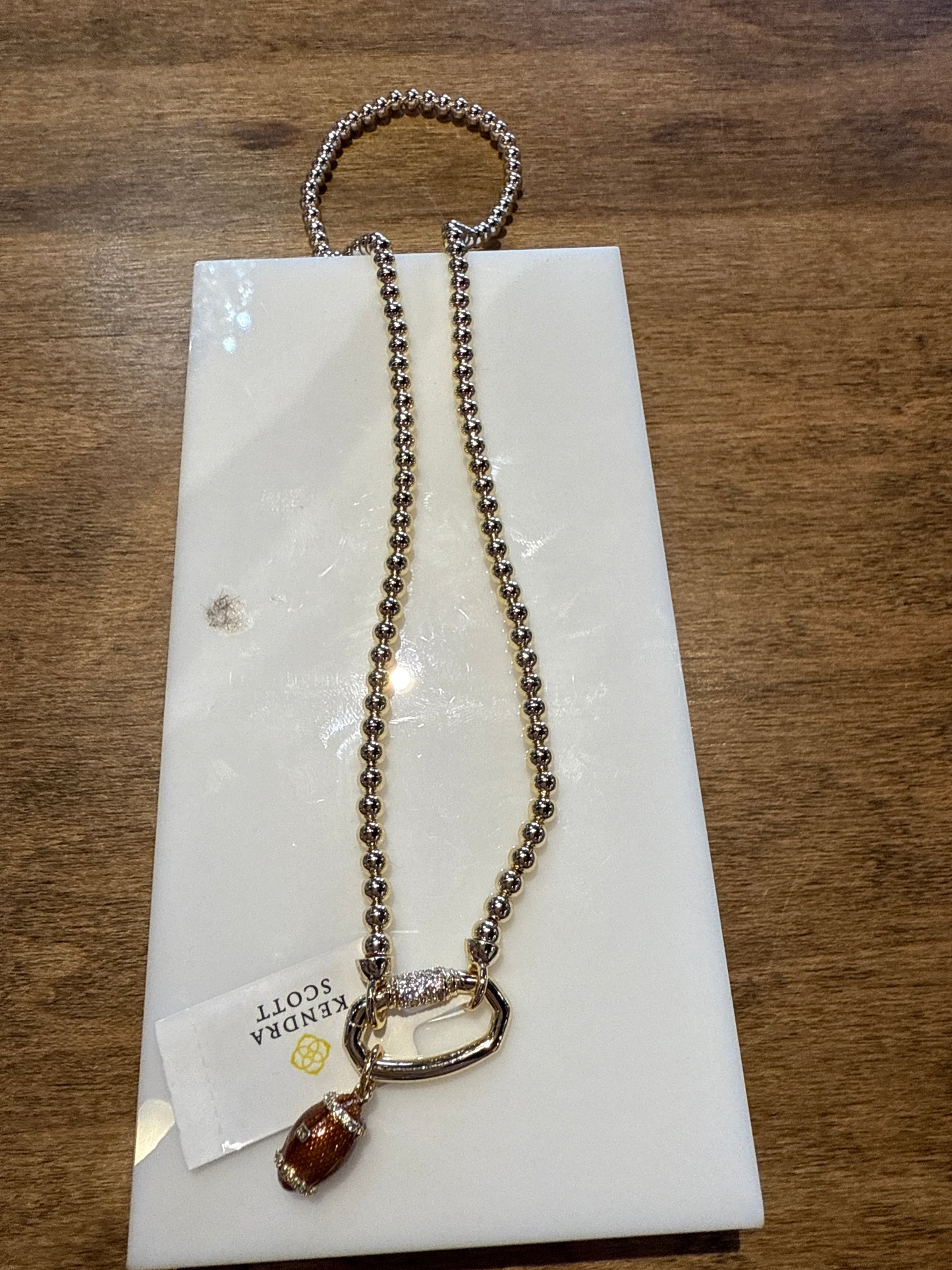 Football metal strand necklace
