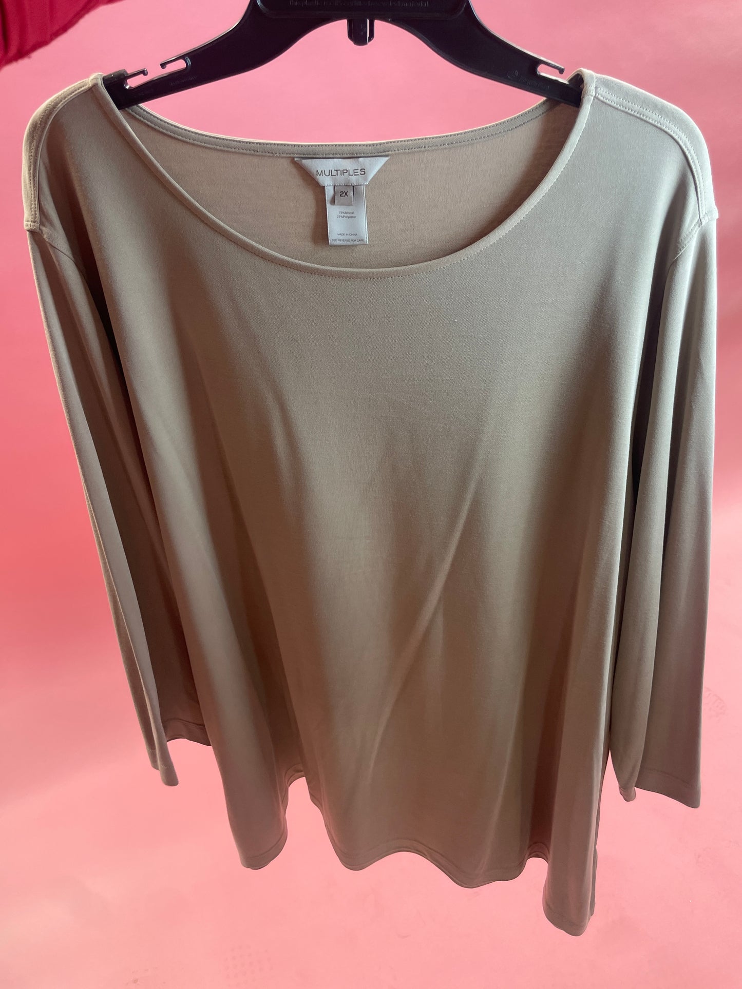 3/4 SLV HI-NECK TOP(STONE)