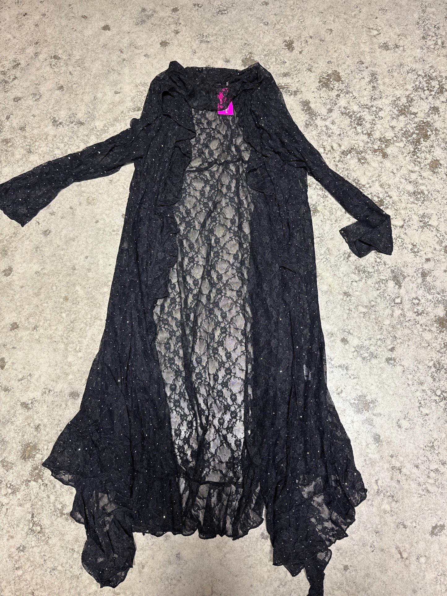 Long cardigan duster w/ ruffle