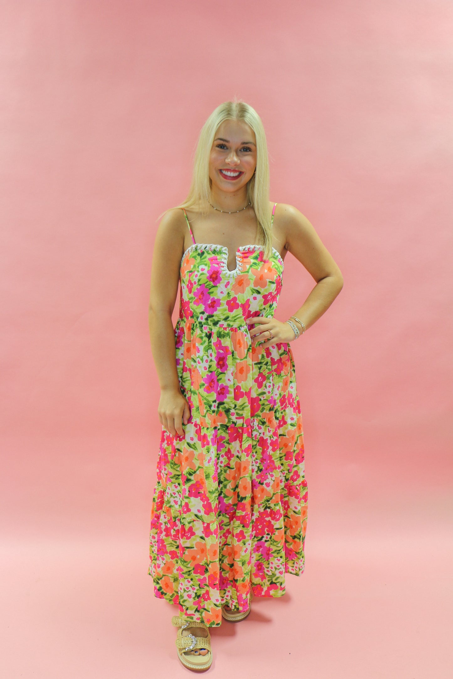 pink floral dress