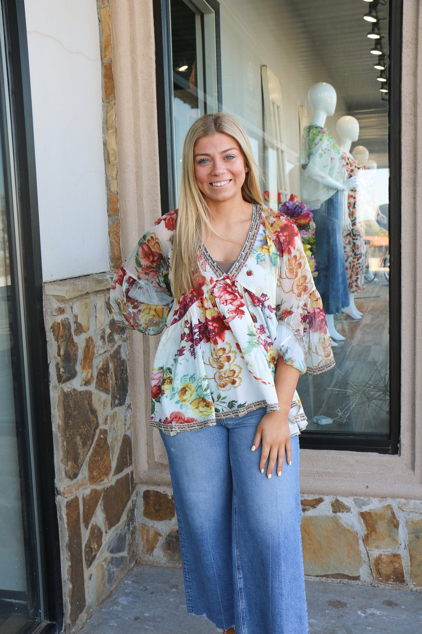 Multi Floral Flowy Blouse