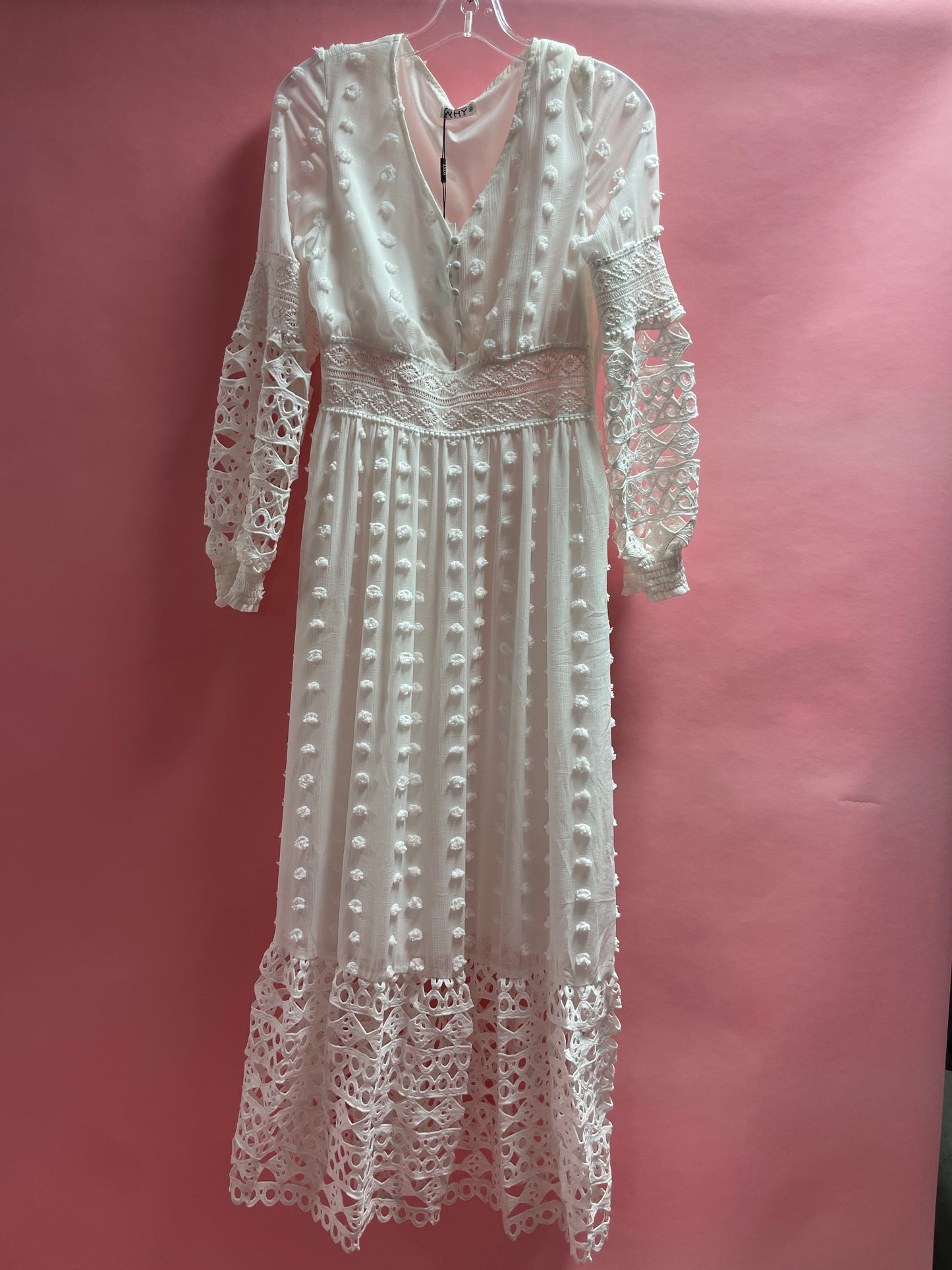 WHITE SLEEVED FLOWY DRESS