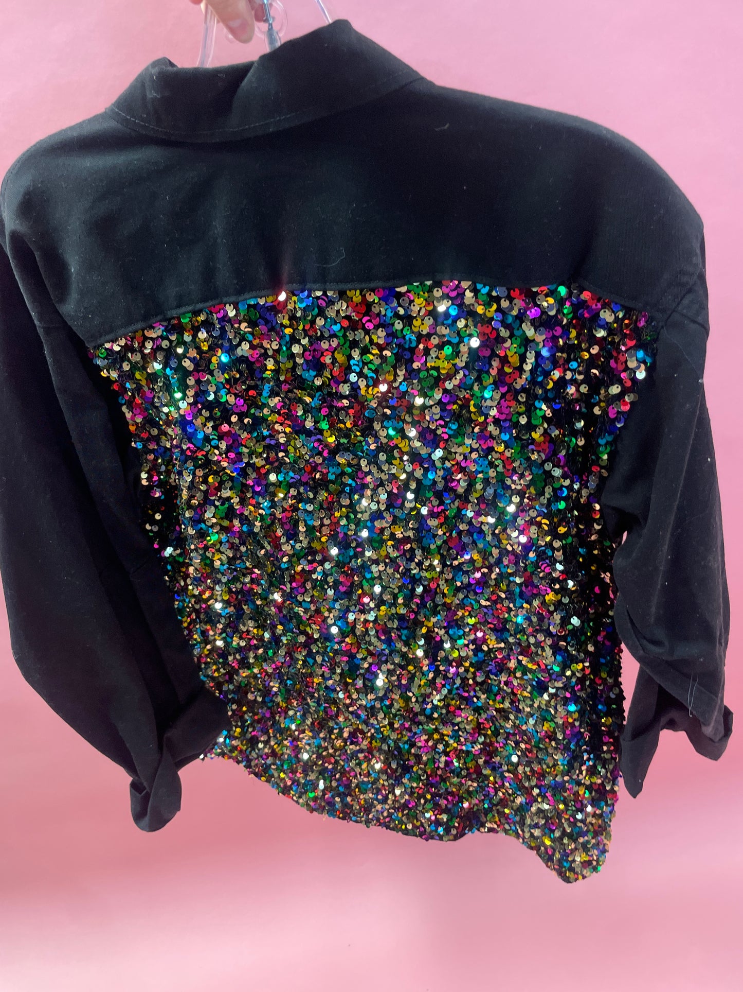 Sequin Black Jacket with mutlicolor back