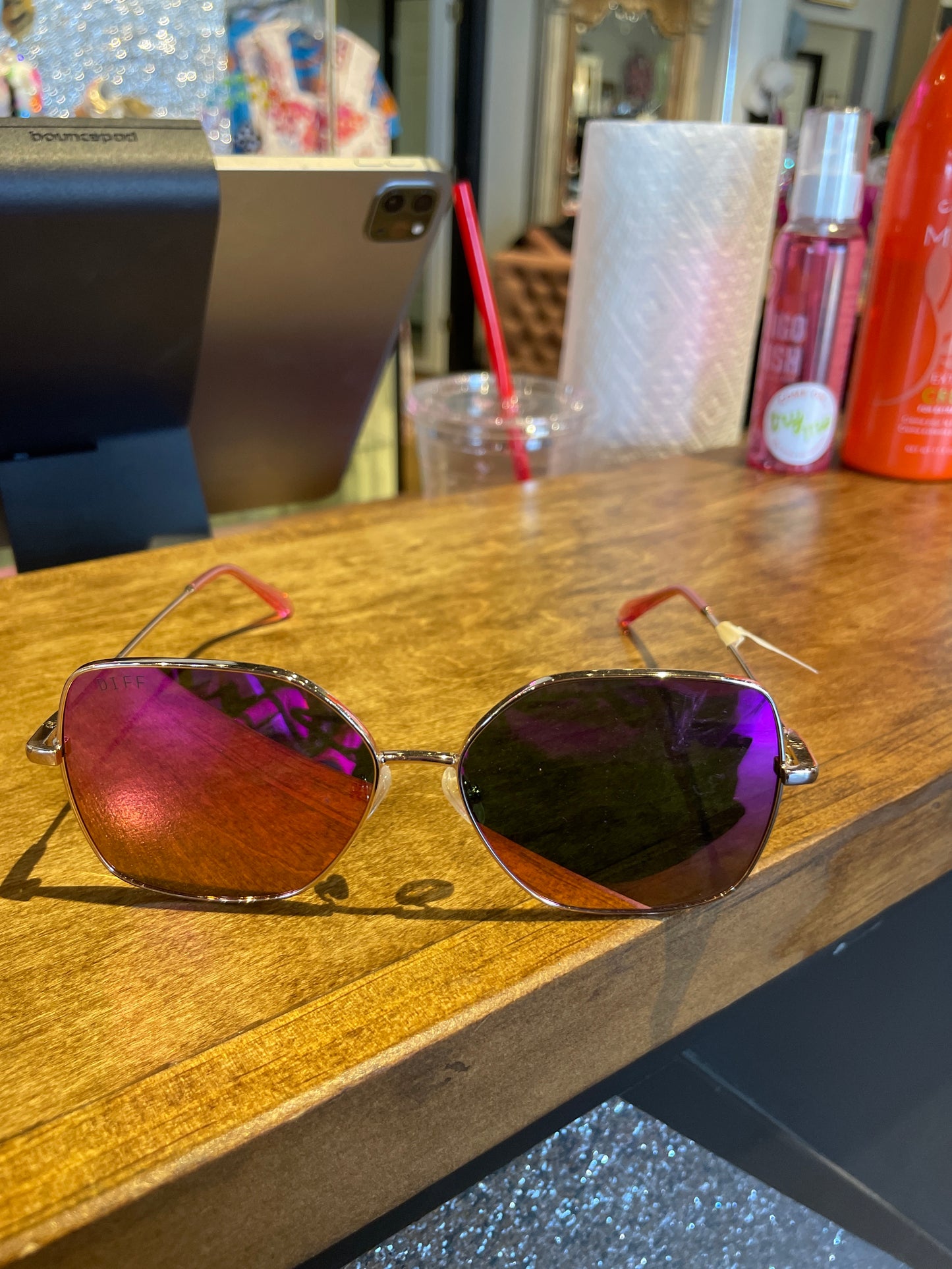 IRIS gold pink rush mirror sunglasses