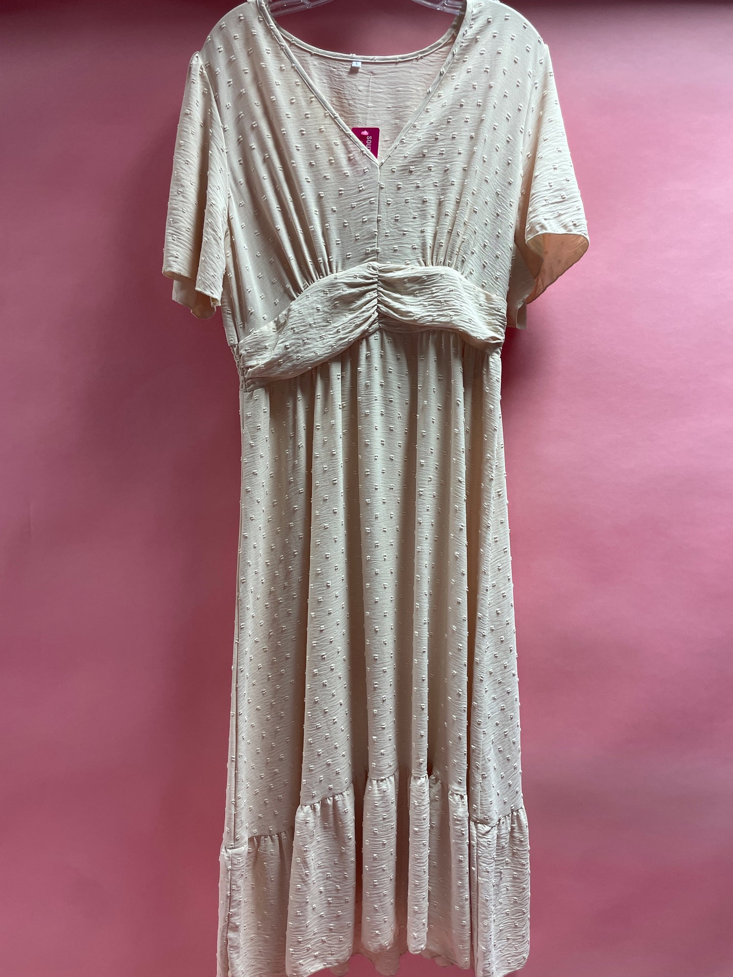 APRICOT SHORT SLEEVE V NECK DRESS