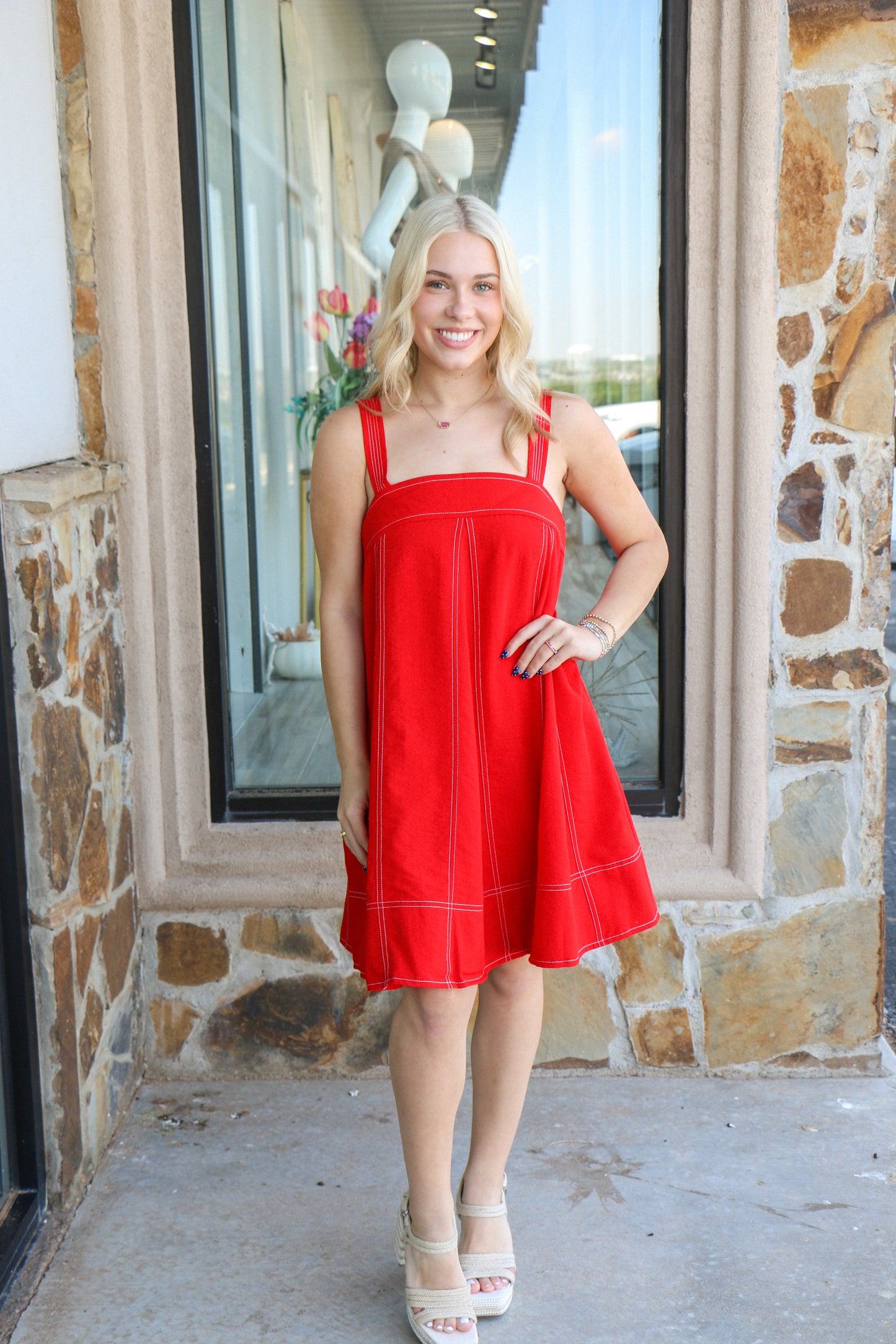 Red Embroidered dress