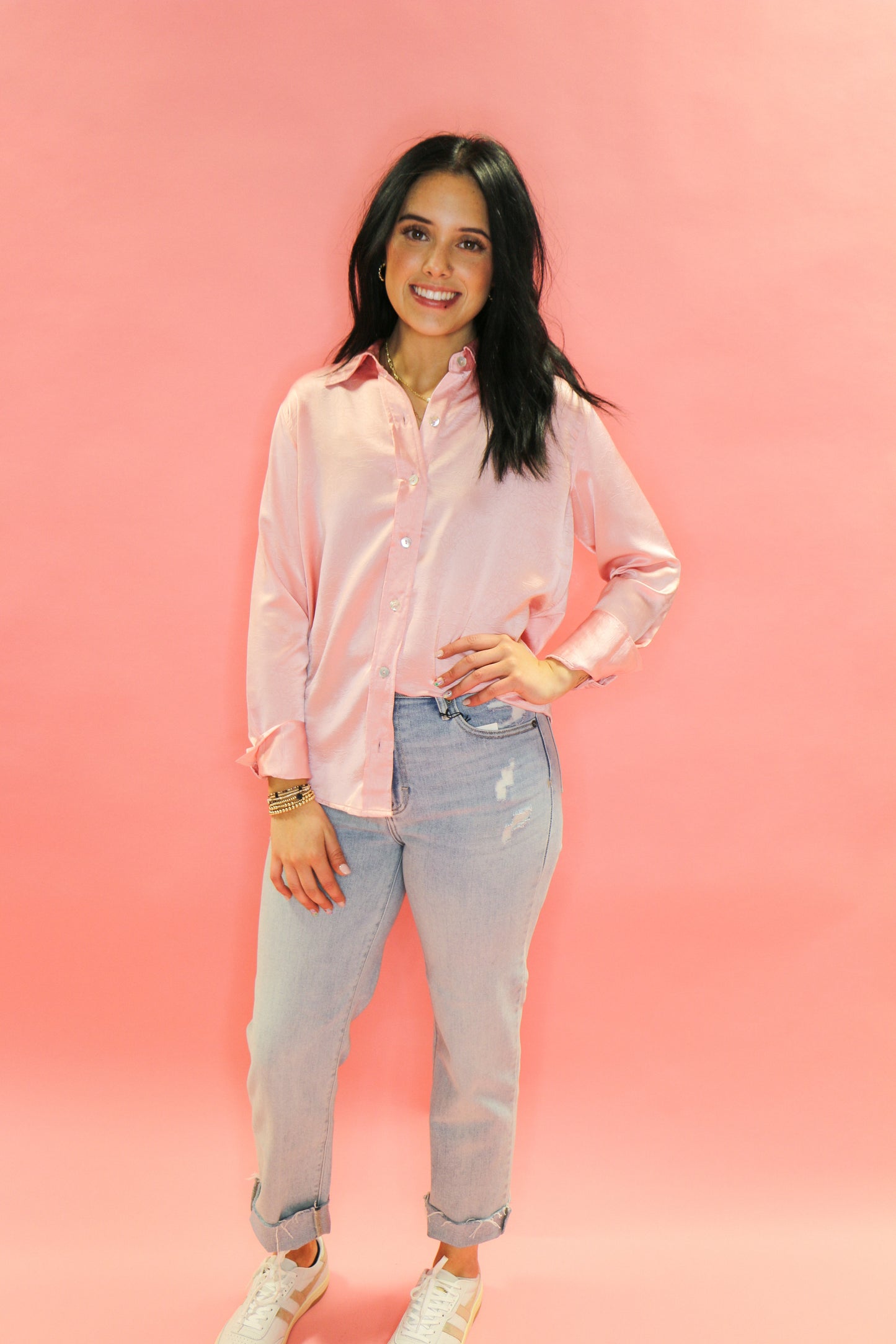 satin button up blouse