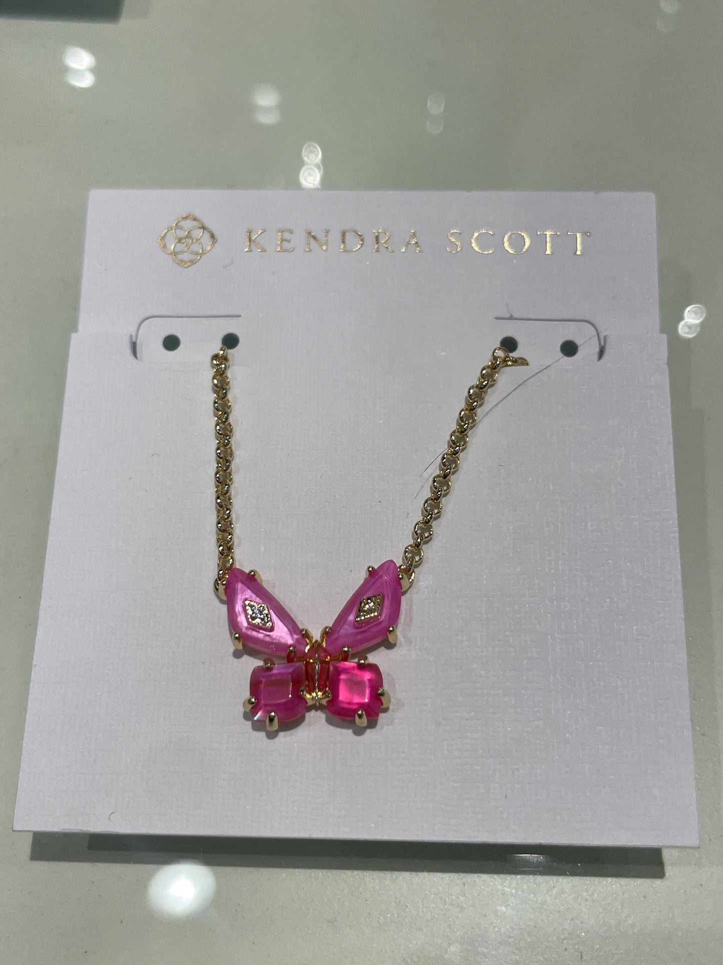 GOLD PINK BUTTERFLY NECKLACE