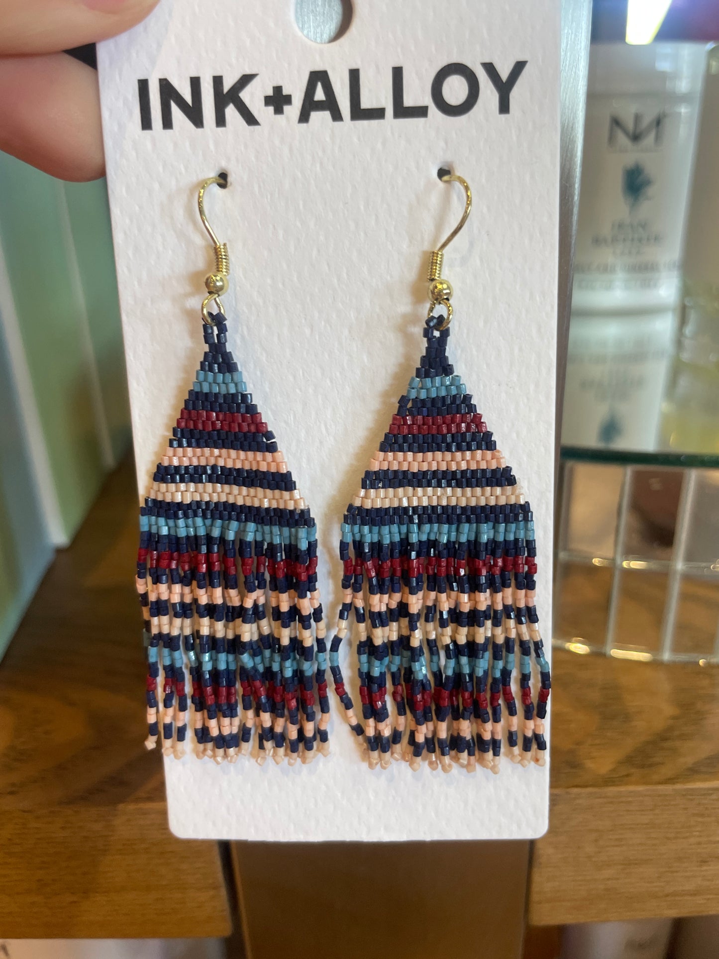 LEXIE HORIZONTAL LINES BEADED FRINGE EARRING
