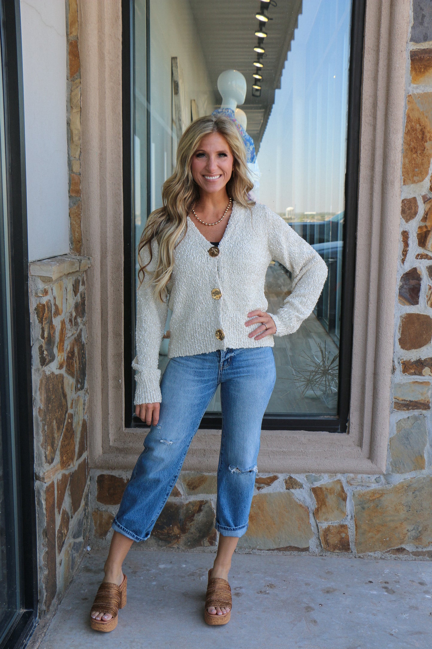 Cardigan Blazer w/ gold button