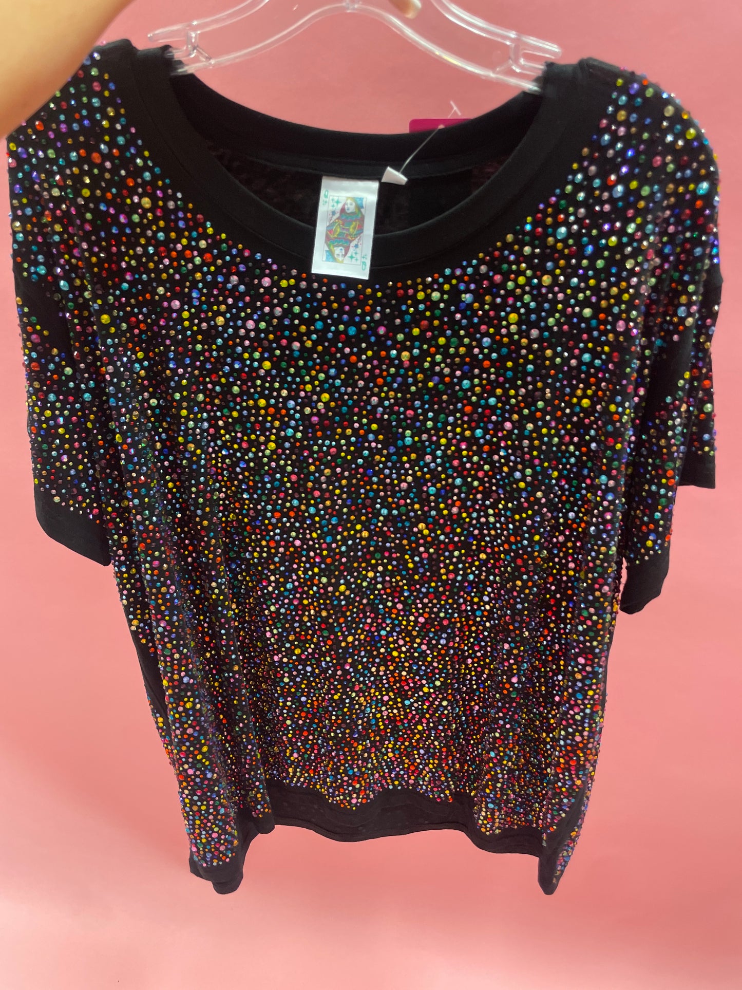 Black Multi Rhinestone Tee