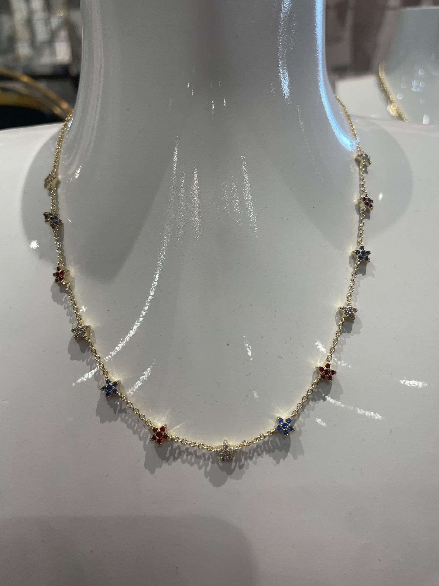 RED WHITE AND BLUE NECKLACE