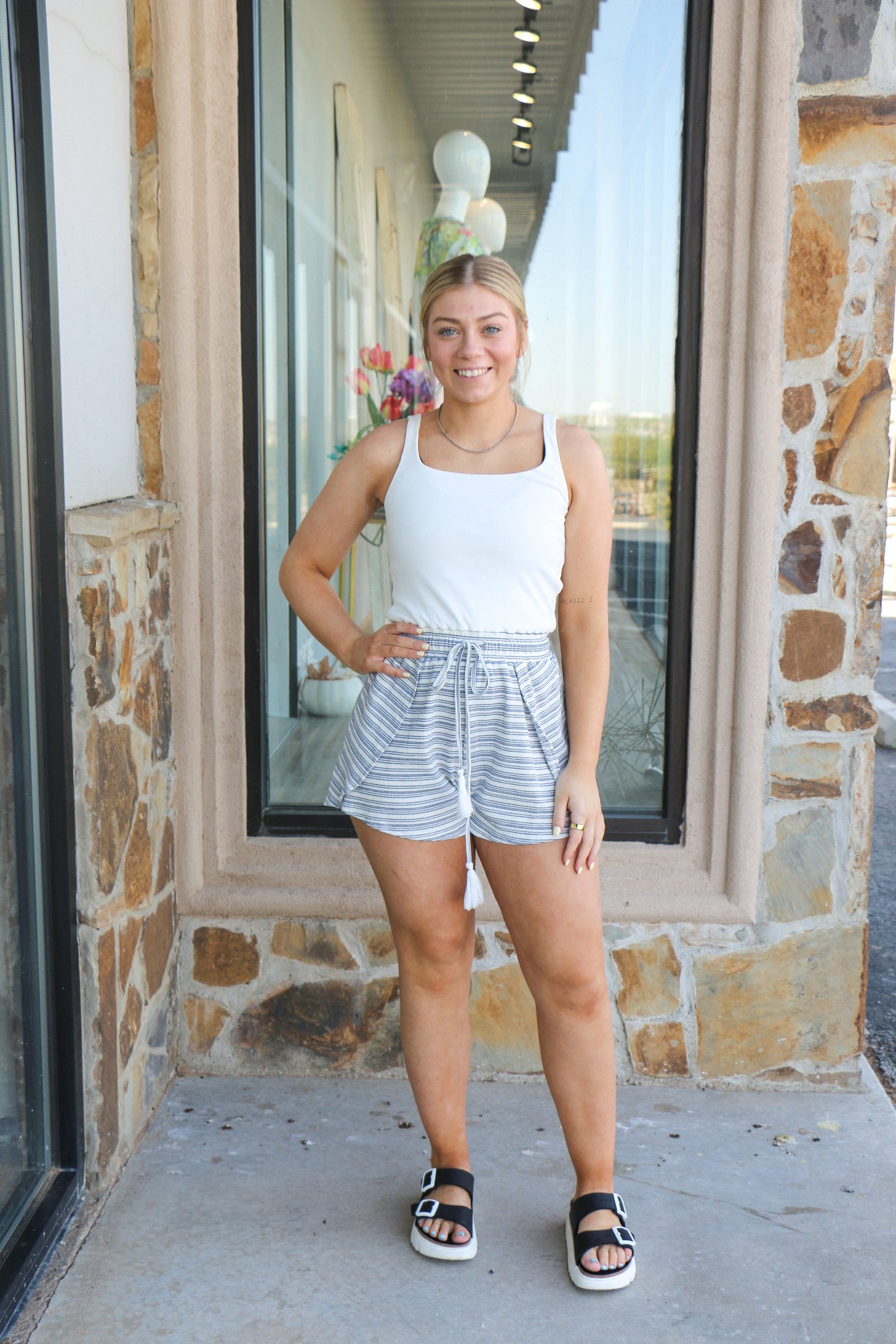 stripe short romper knit