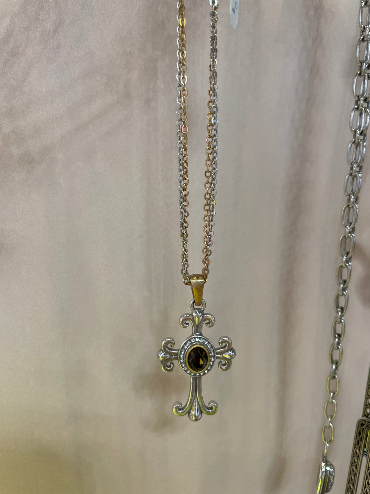 LION'S EYE CROSS NECKLACE