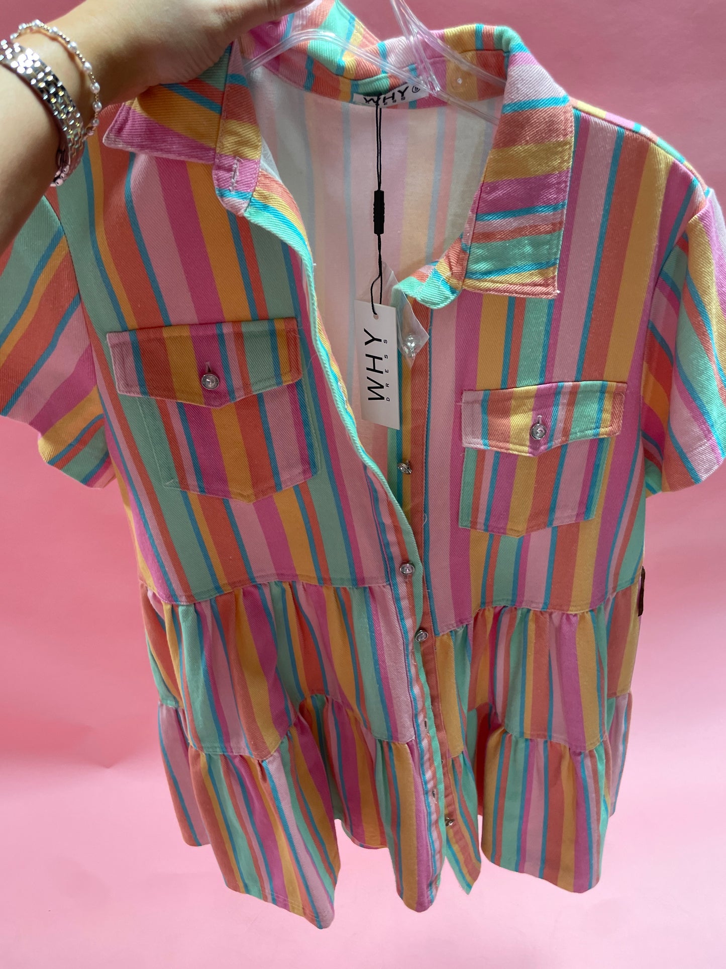 Multi Color Dress W Stripes