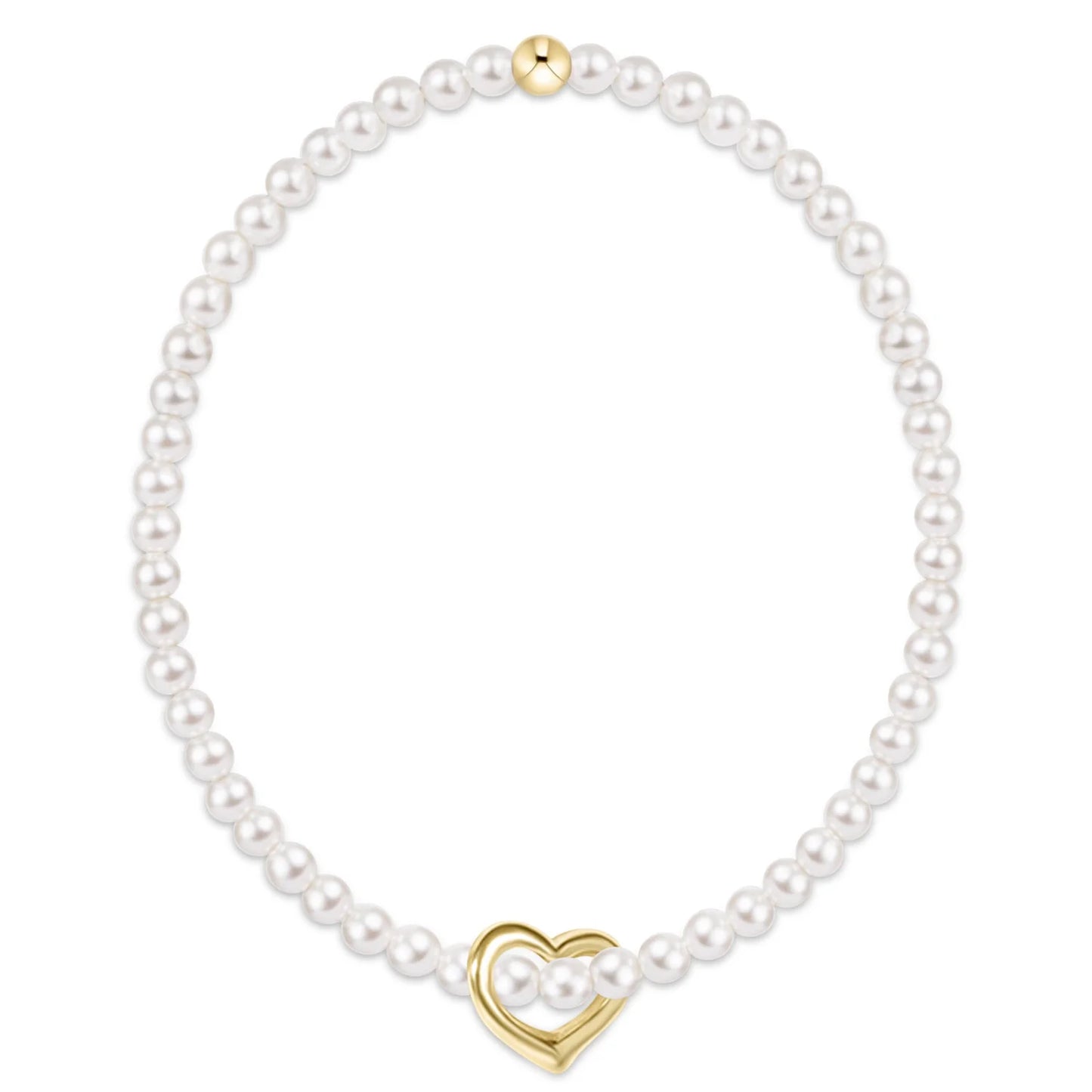 CLASSIC PEARL 3MM BRACELET - LOVE GOLD CHARM