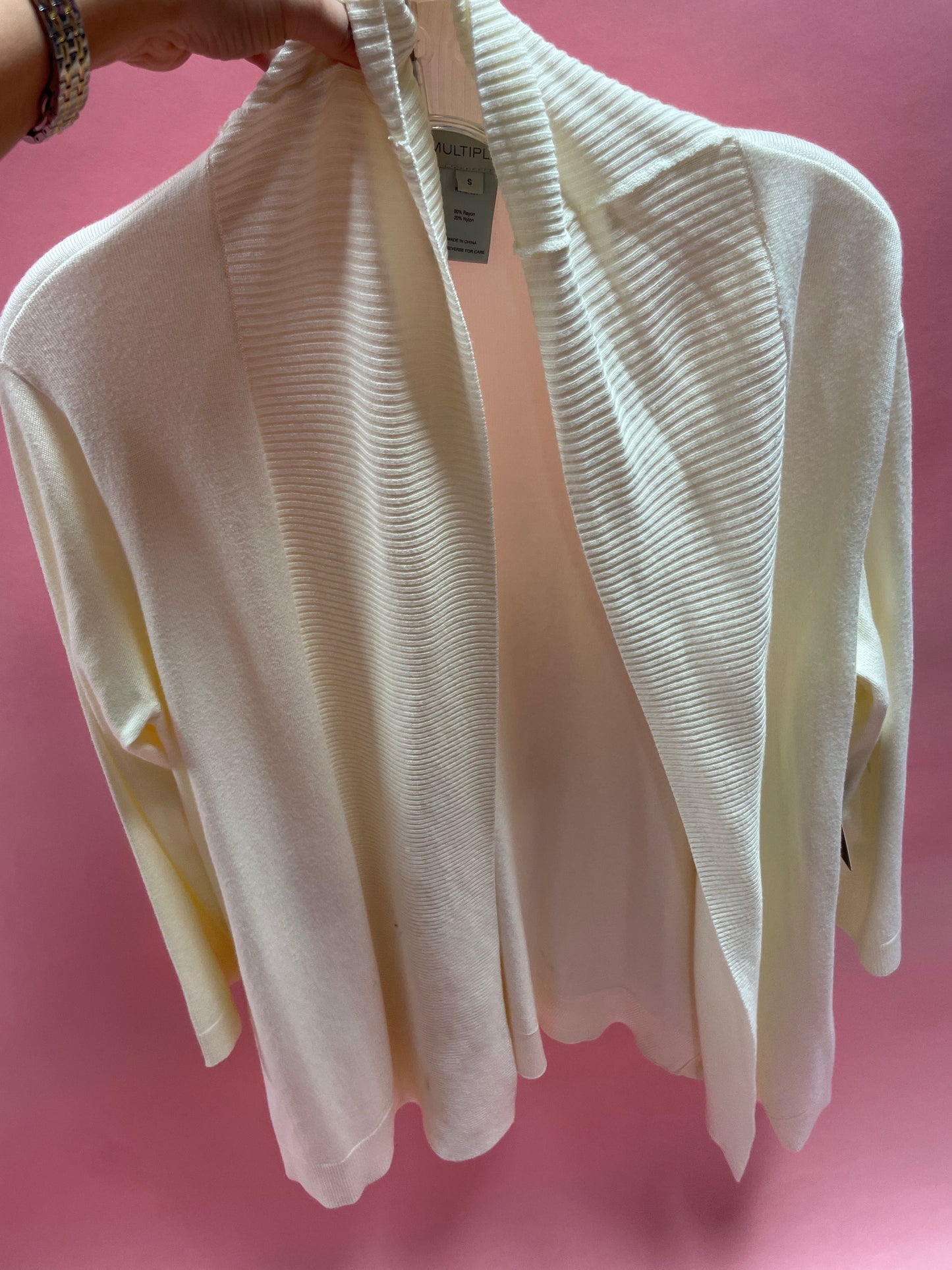 cream cardigan