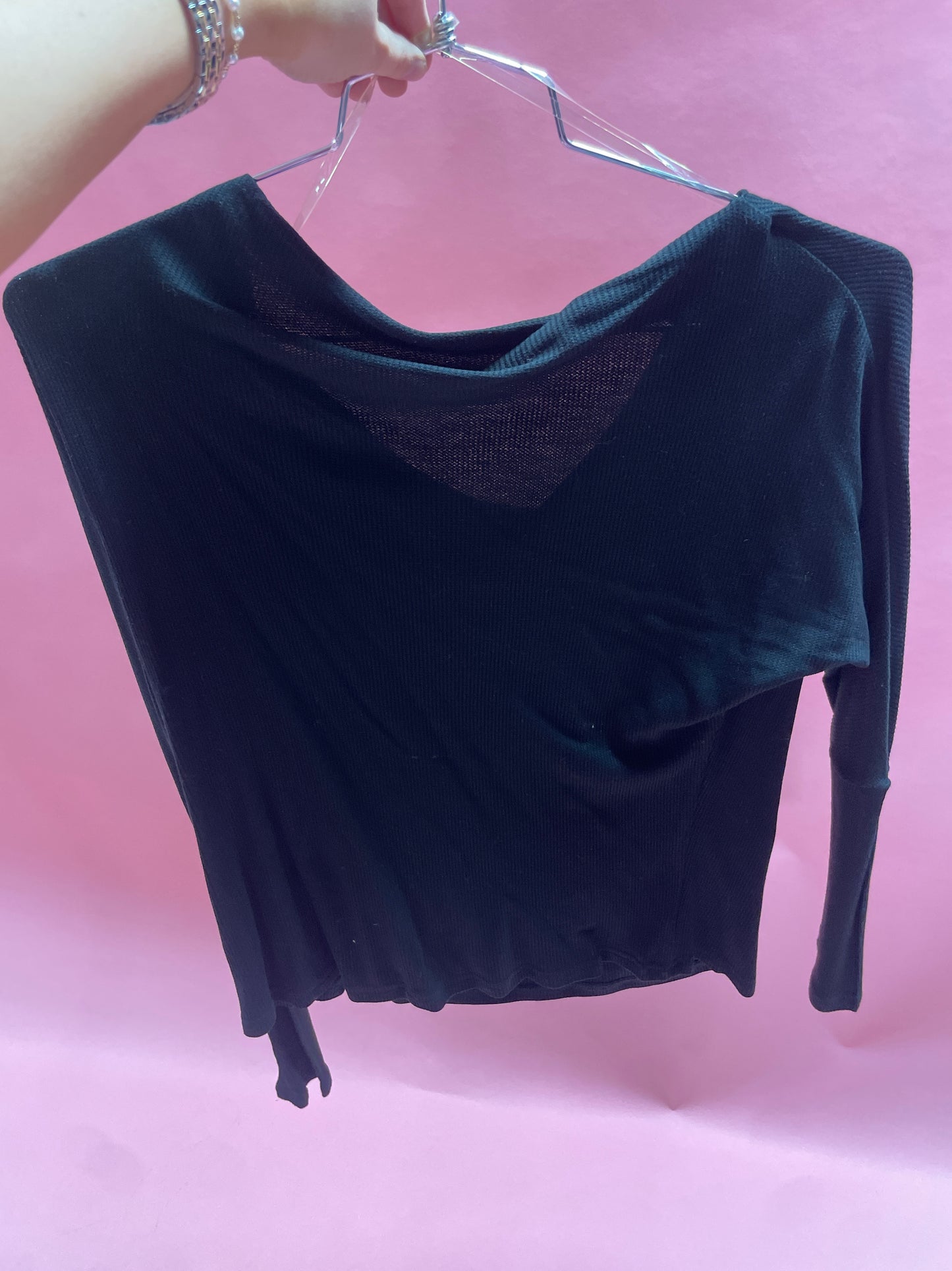 WAFFLE TEXTURED OFF SHOULDER SHIRT
