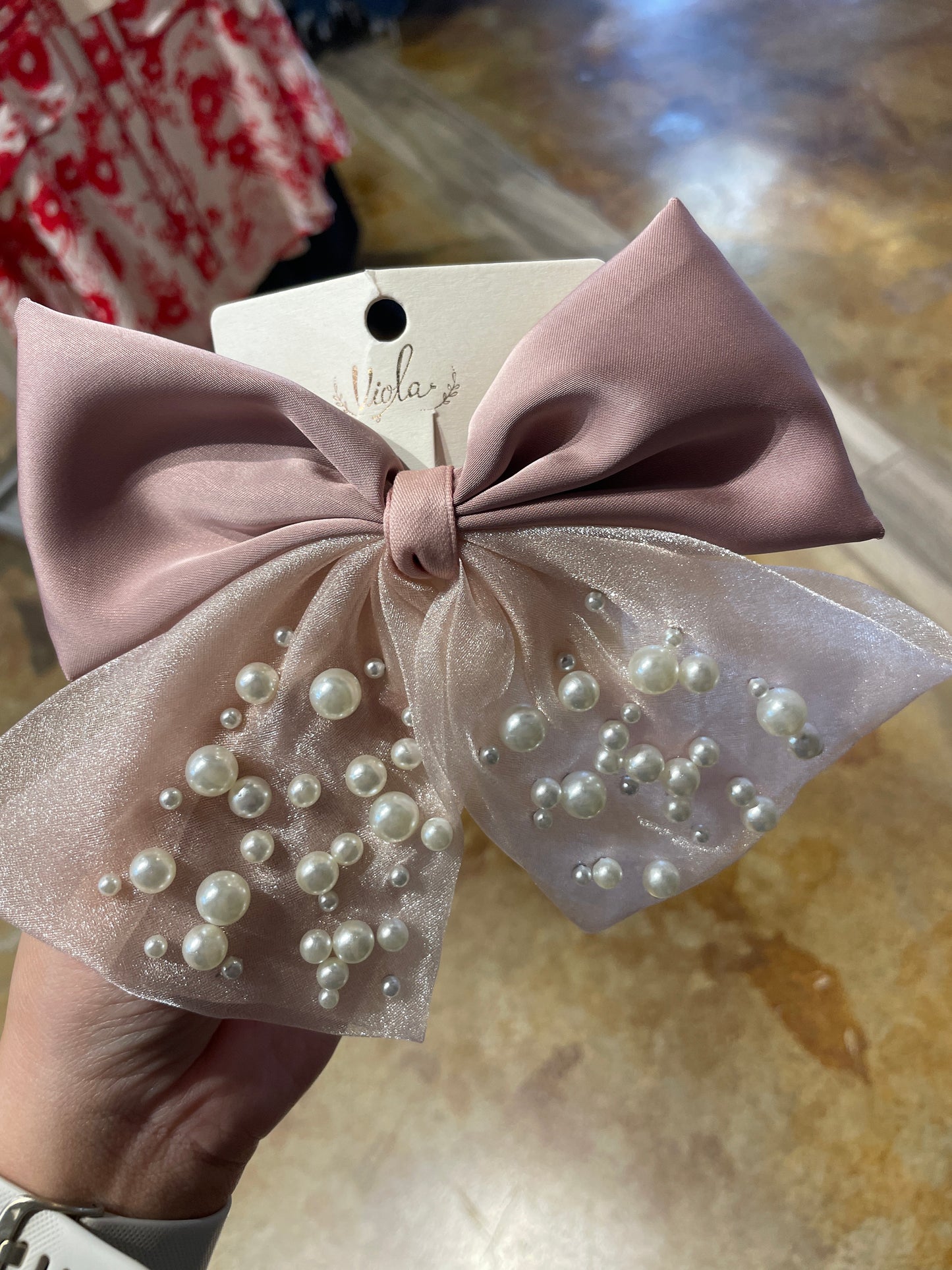 alligator clip pearl bows