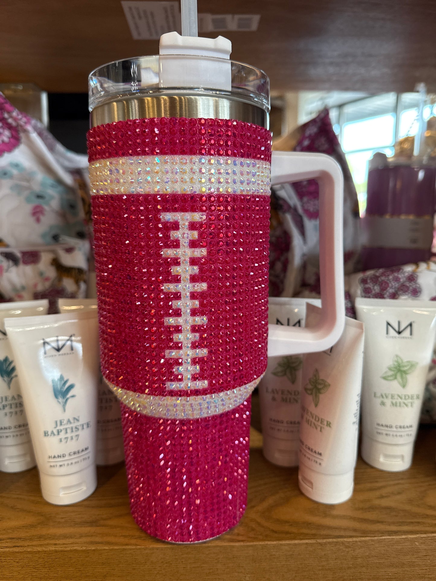 40 OZ BLING TUMBLERS FOOTBALL PRINT