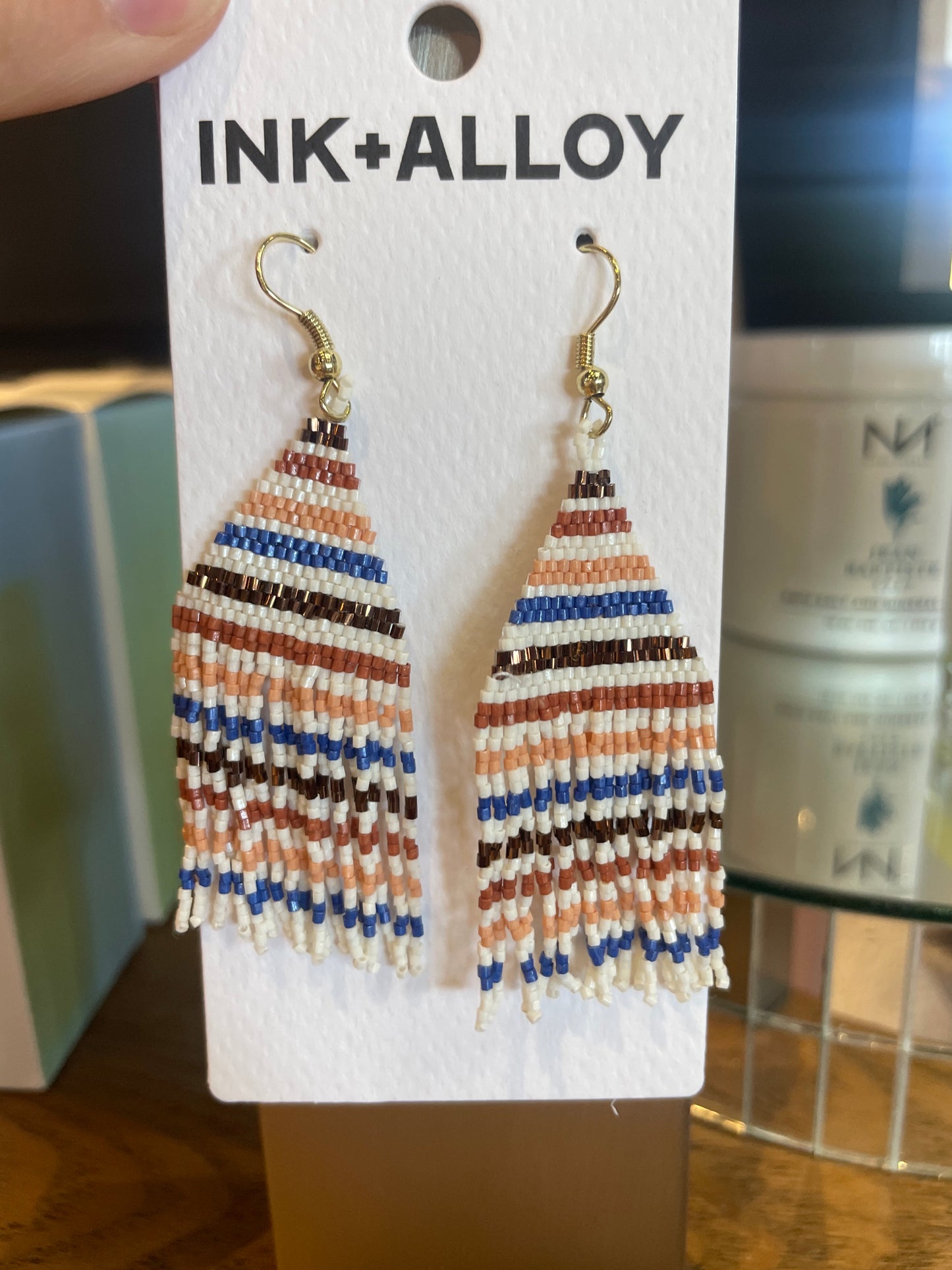 LEXIE HORIZONTAL LINES BEADED FRINGE EARRING