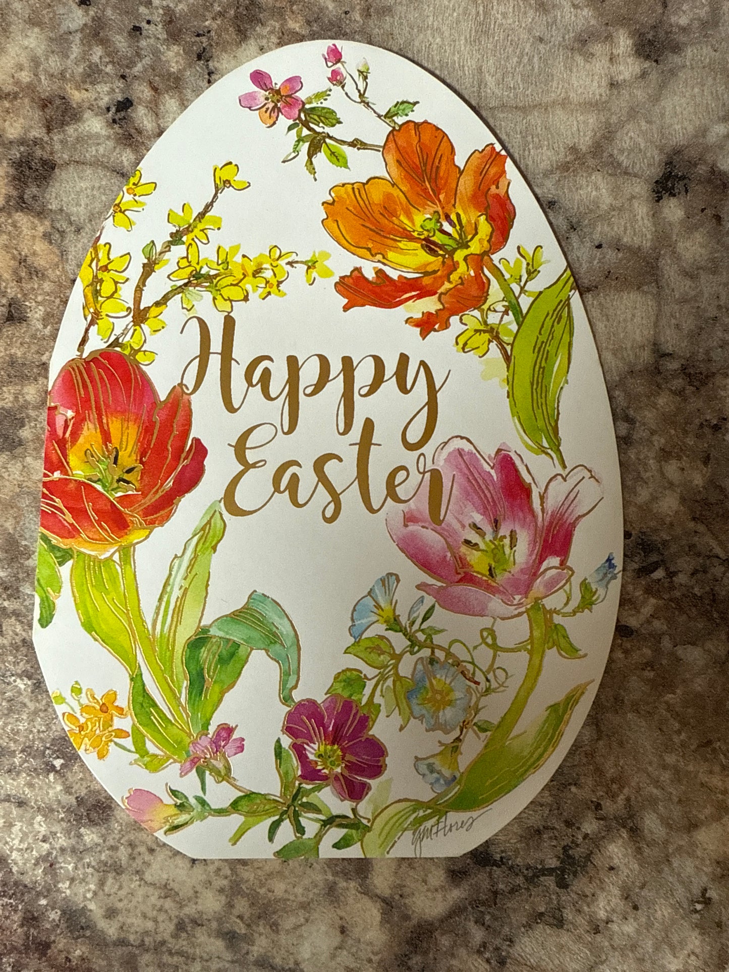"Happy easter" egg shaped card
