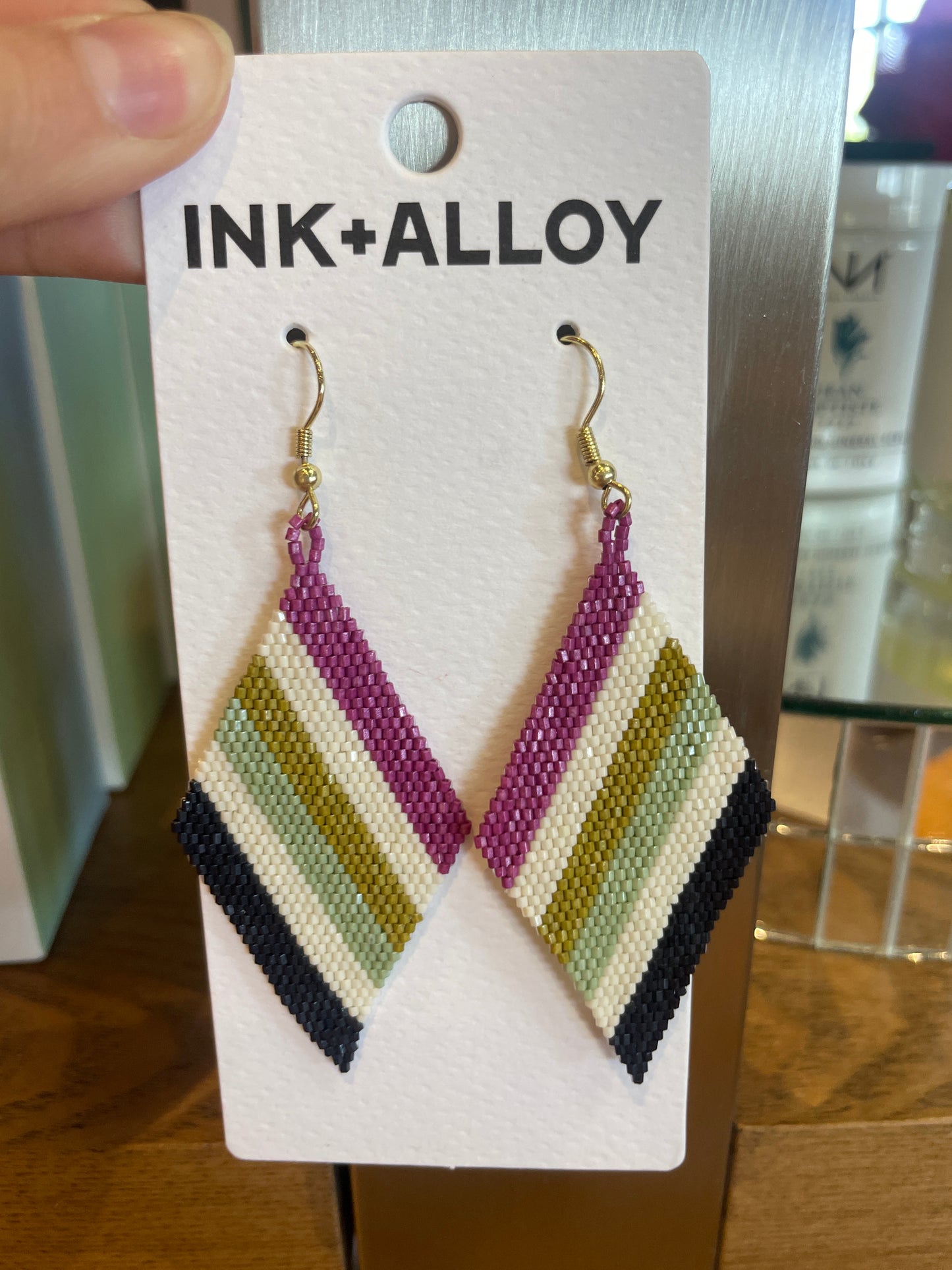FRIDA ANGLED STRIPE BEADED EARRING