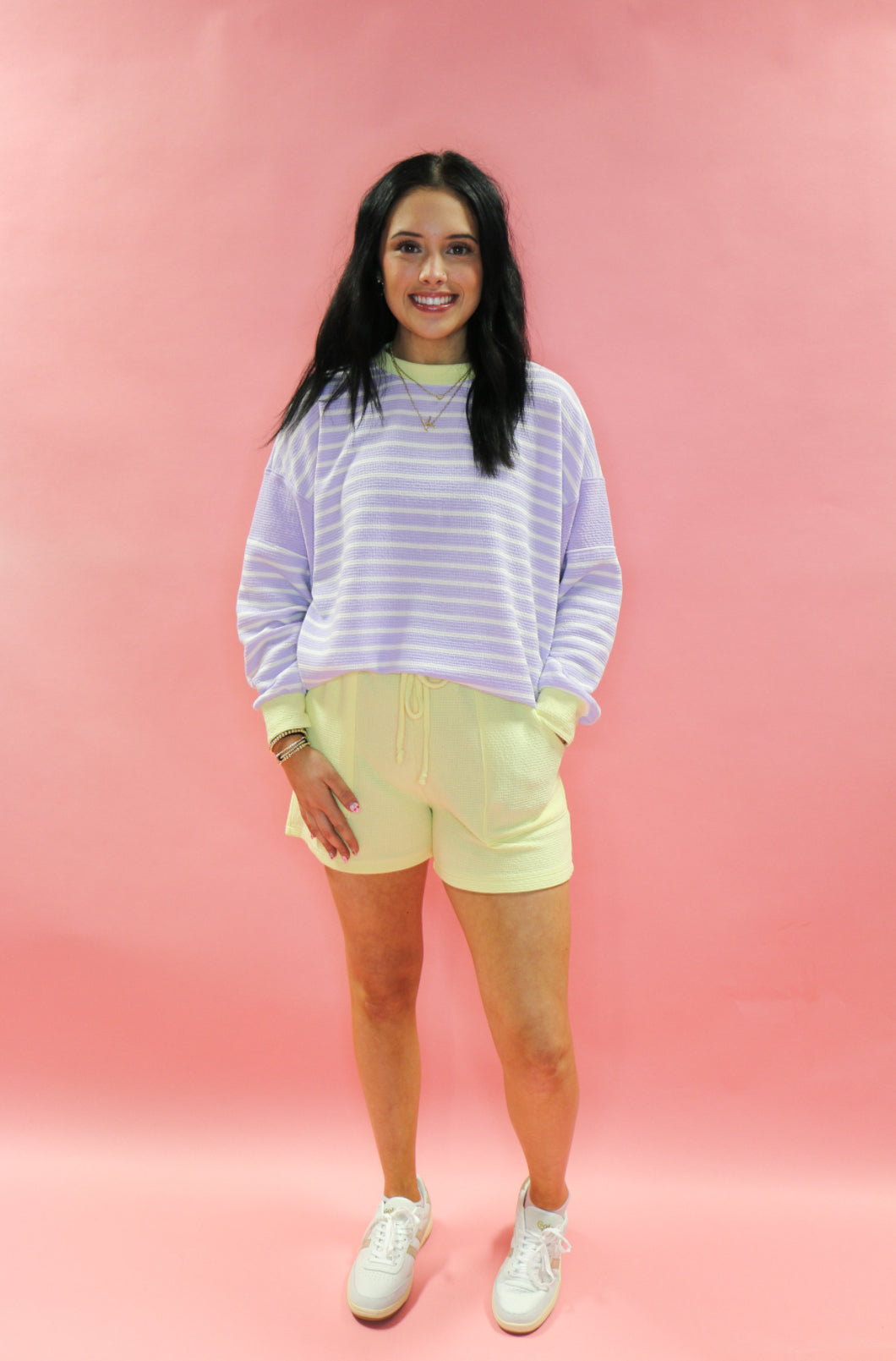 knit shorts with pockets and drawstring