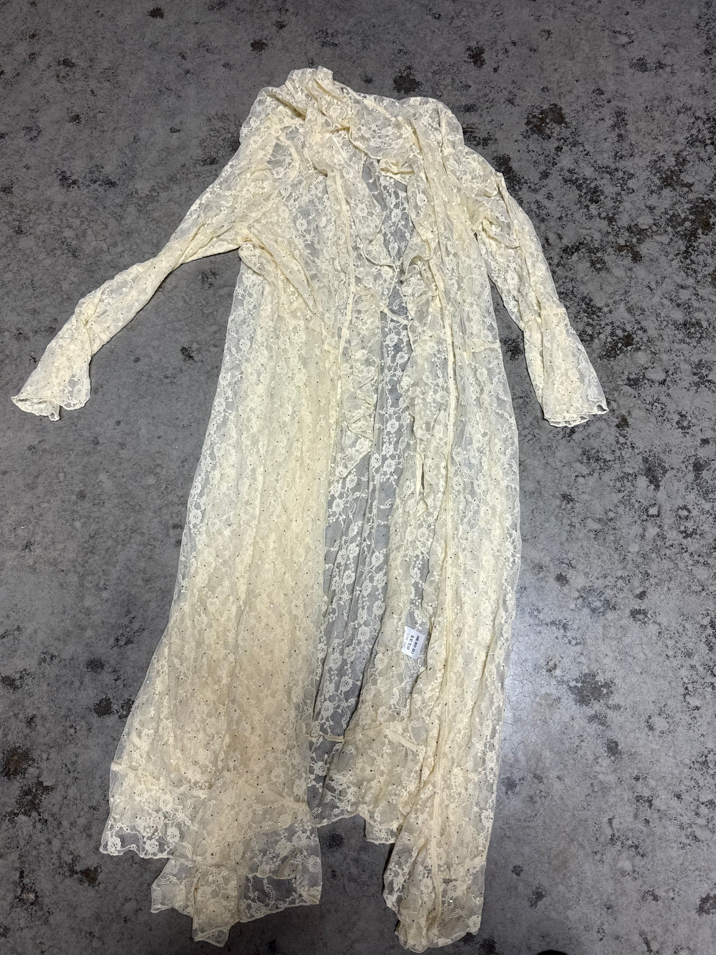 Long cardigan duster w/ ruffle