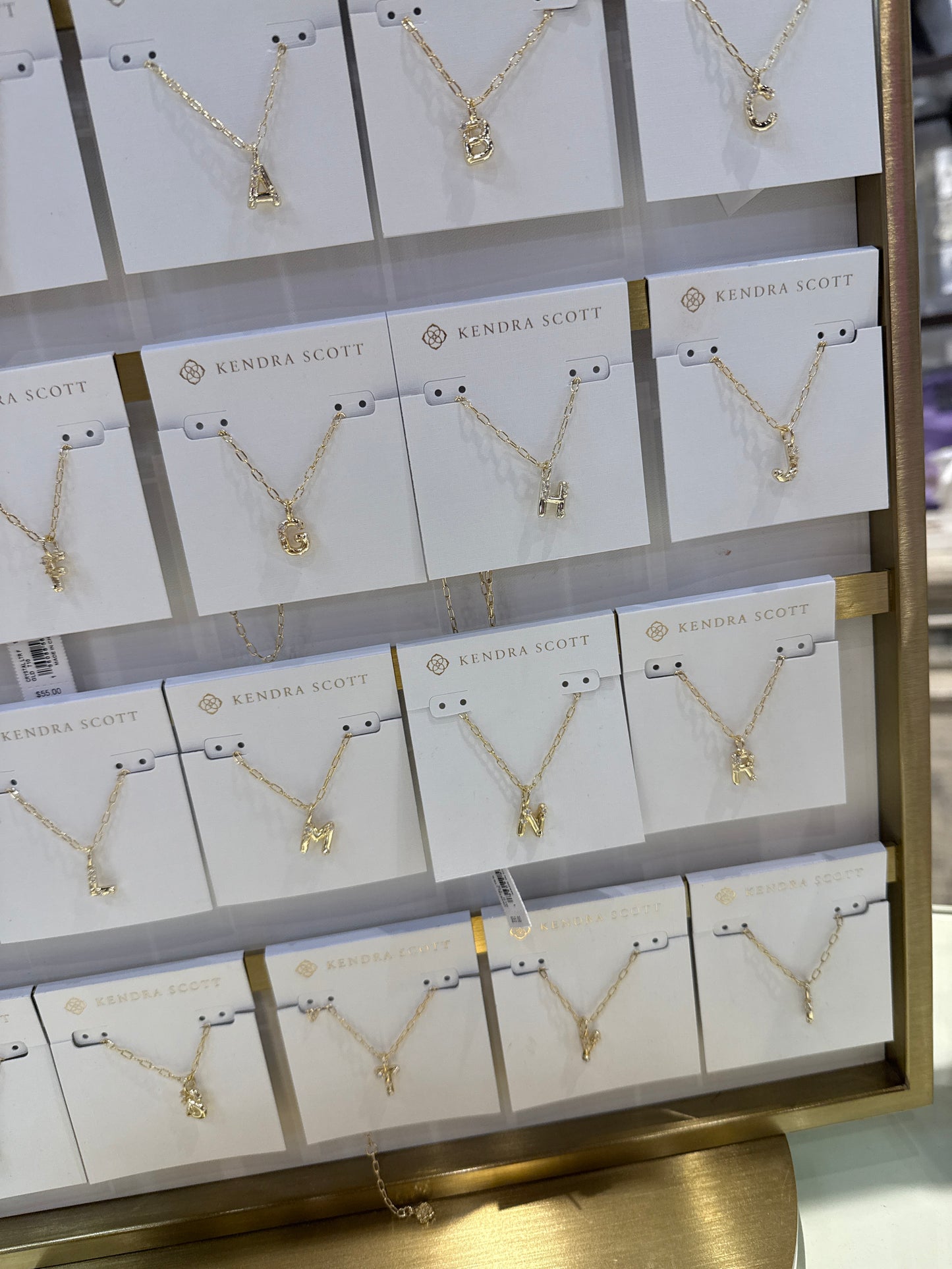 crystal letter gold necklace