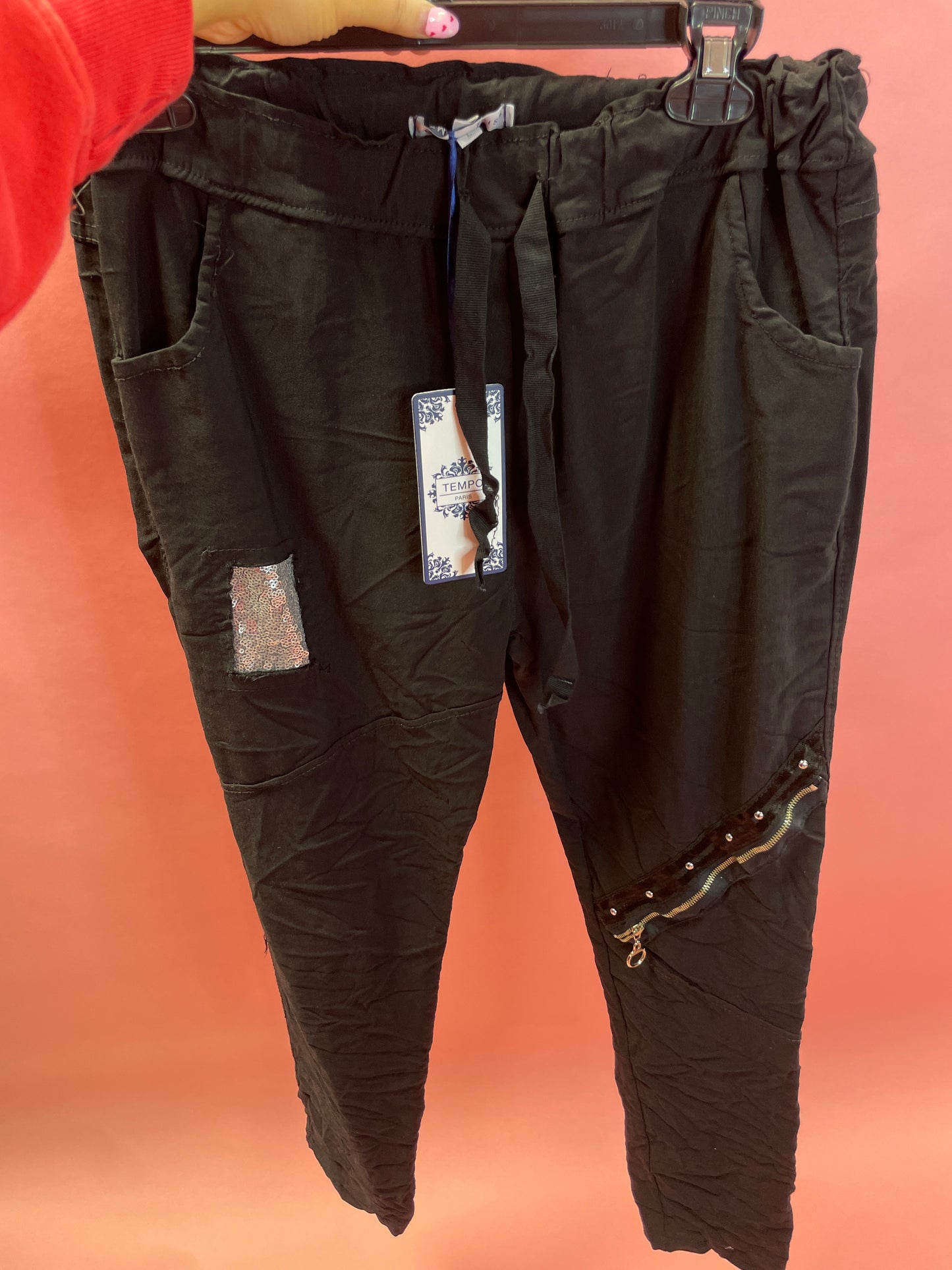 BLACK SEQUIN STAR JOGGERS