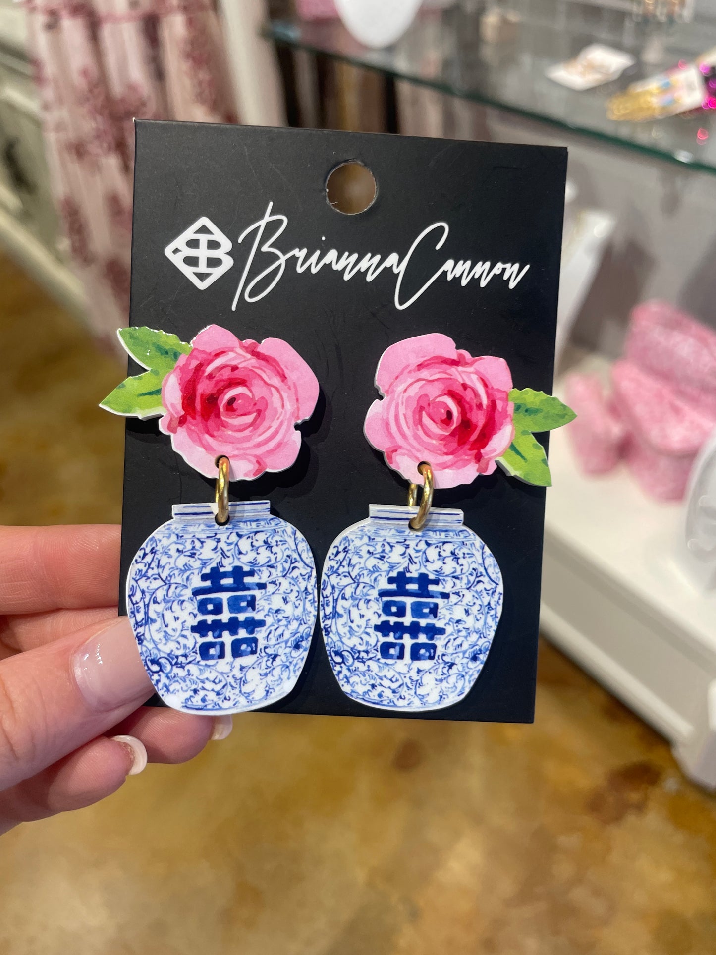 ginger jar earrings blue
