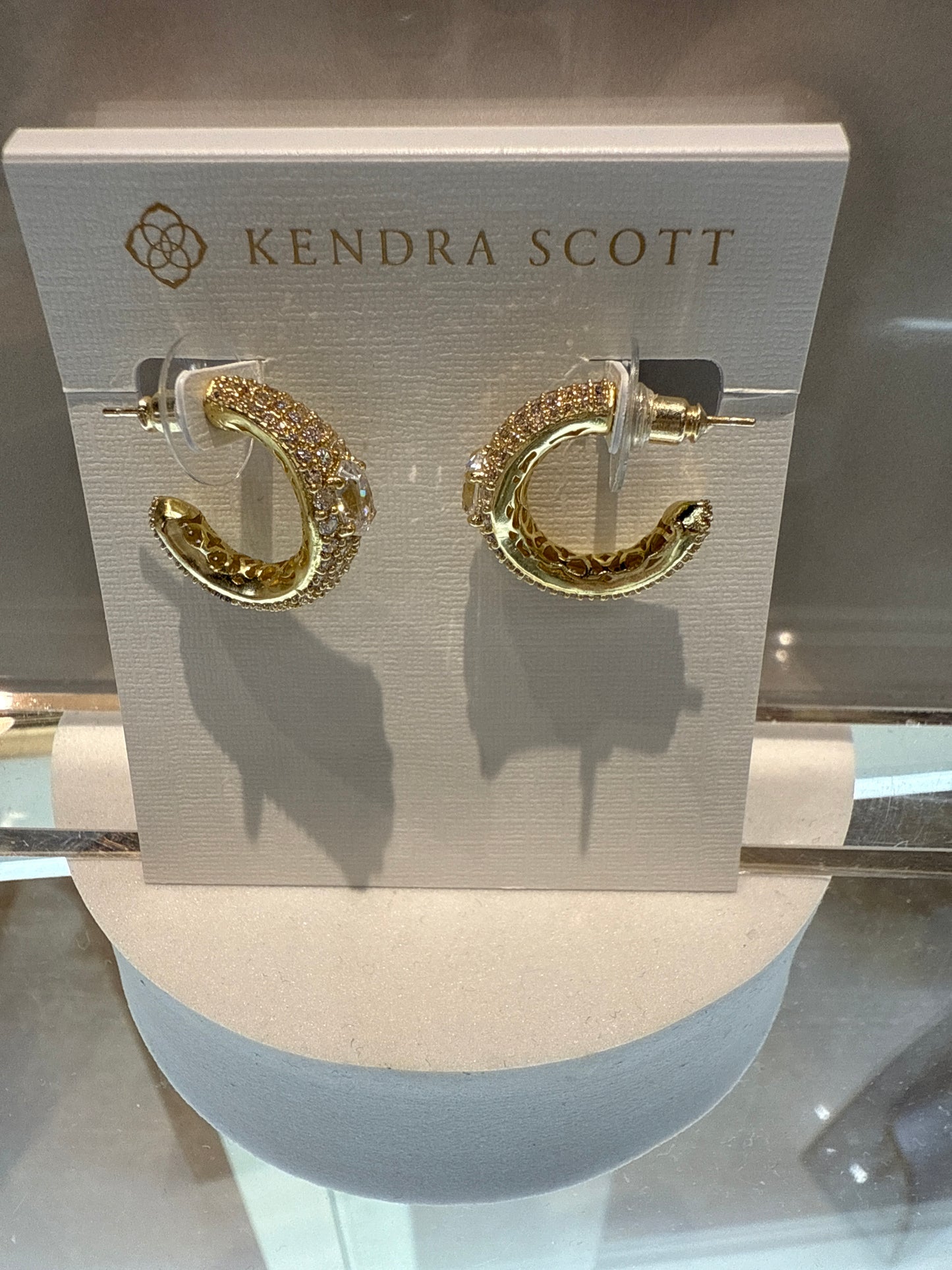 BELLA HOOP EAR GOLD METAL WHITE CZ