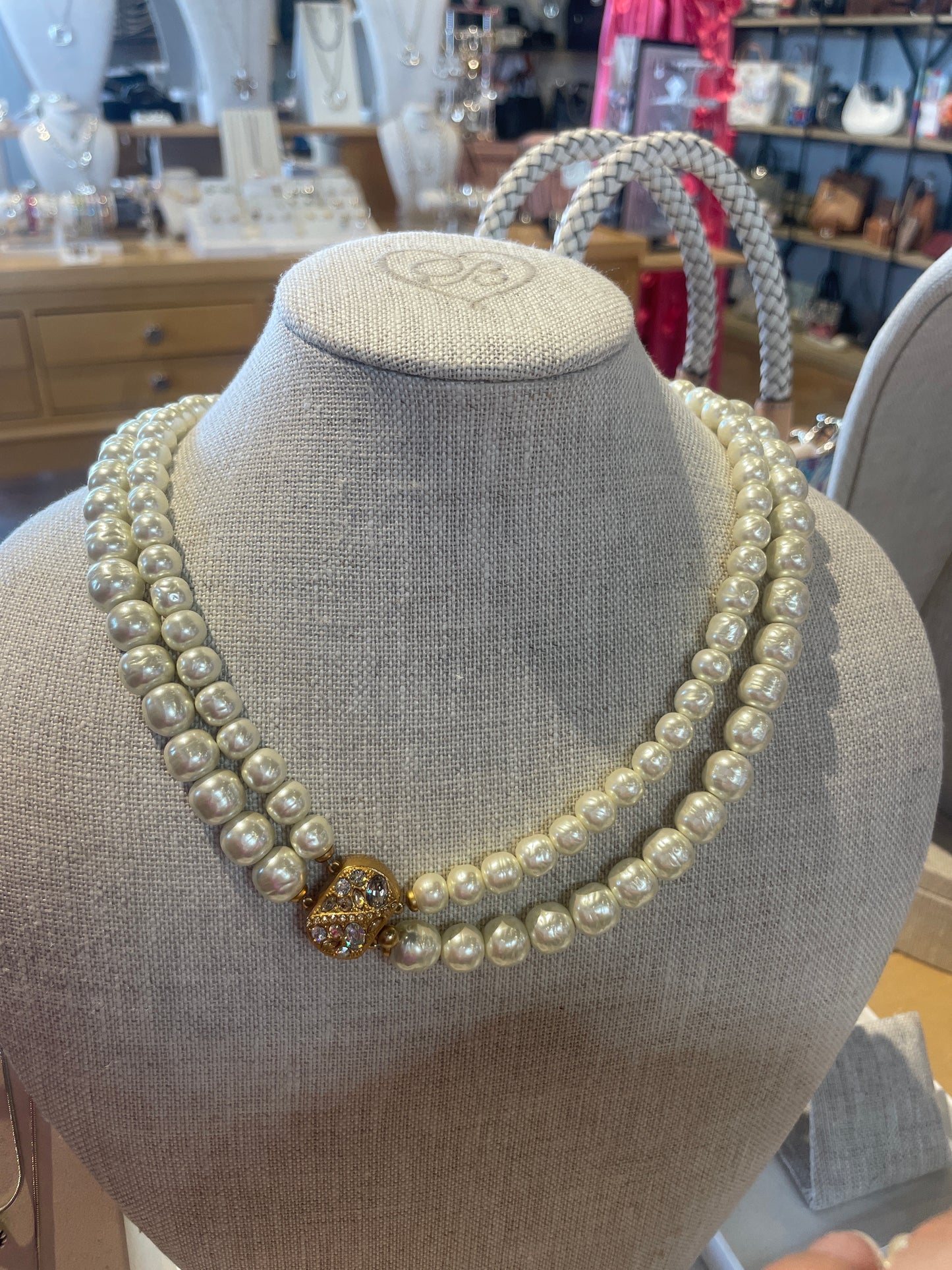 double stranded pearl necklace